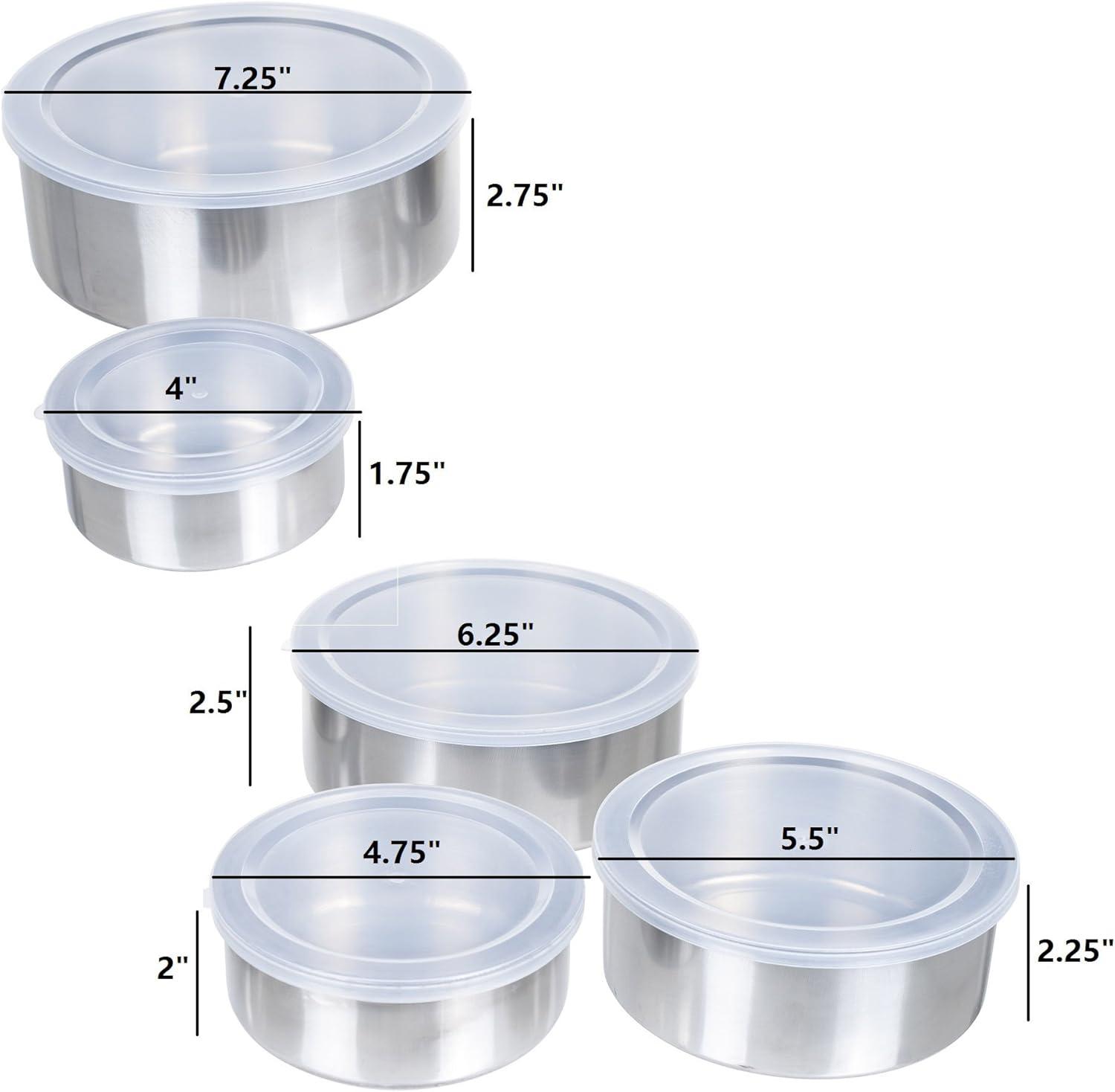 5-Piece Stainless Steel Nesting Salad Bowl Set with Lids