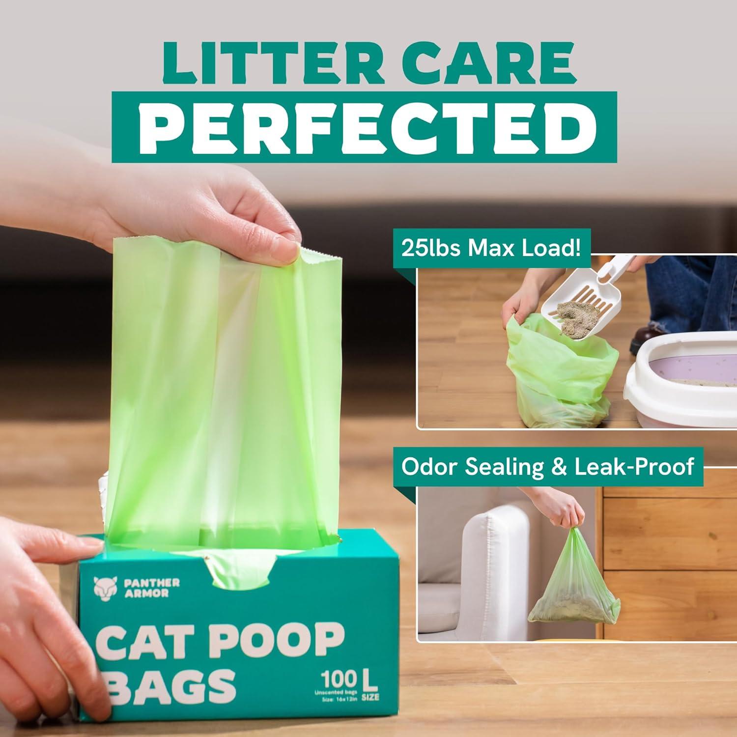 Panther Armor Strong Leakproof Dog Poop Bags - Reliable Poop Bags and Dog Bags Poop Collection Essentials, Large, Green, 200 pc