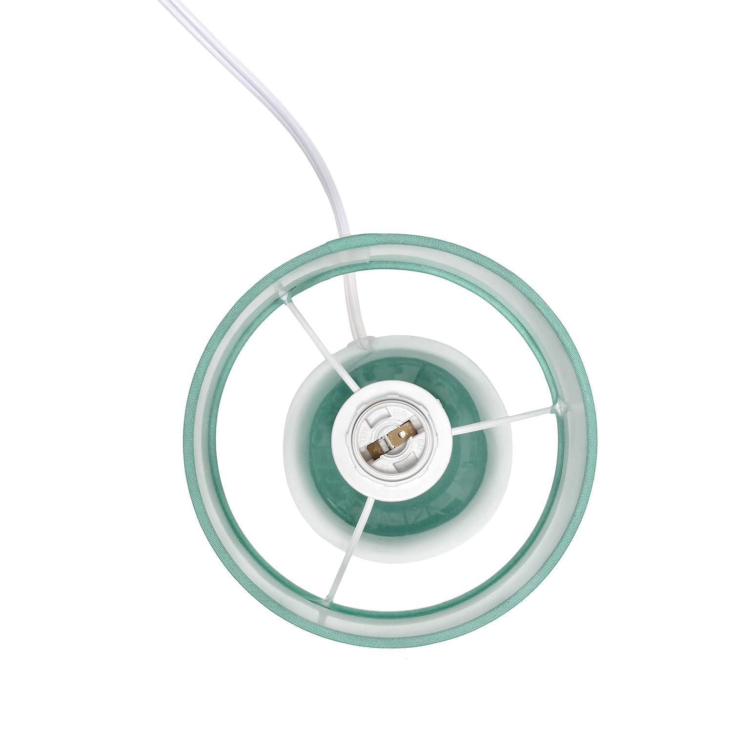 10.04" Traditional Ceramic Thimble Base Bedside Table Desk Lamp with Matching Fabric Shade Light Aqua Blue - Simple Designs: ETL Listed