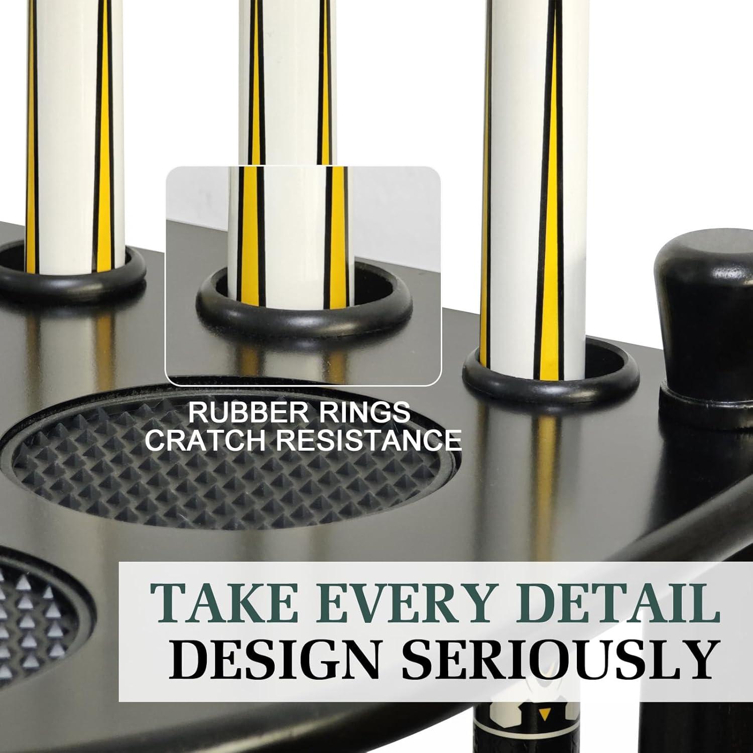 Wood Pool Cue Rack Solid Pool Stick Holder,Black Floor Stand Holds 8 Pool Billiard Stick Billiard Cue Racks,Pool Table Accessories for Game Room,Club