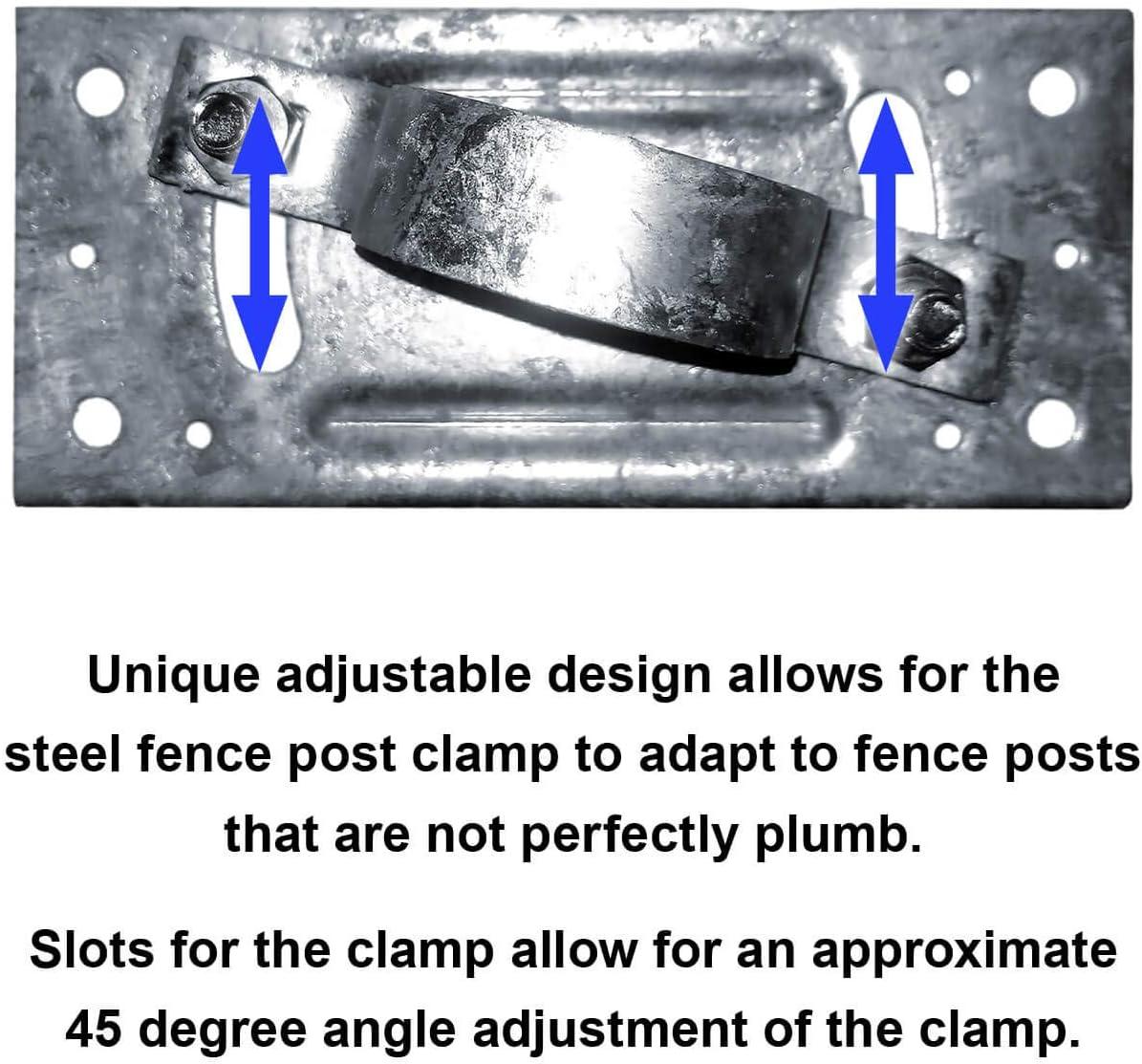 Jake Sales 2-3/8" Wood Fence to Round Steel Post Panel Attachment Adapter Bracket: Galvanized Steel, Adjustable Clamp, Resists Rusting