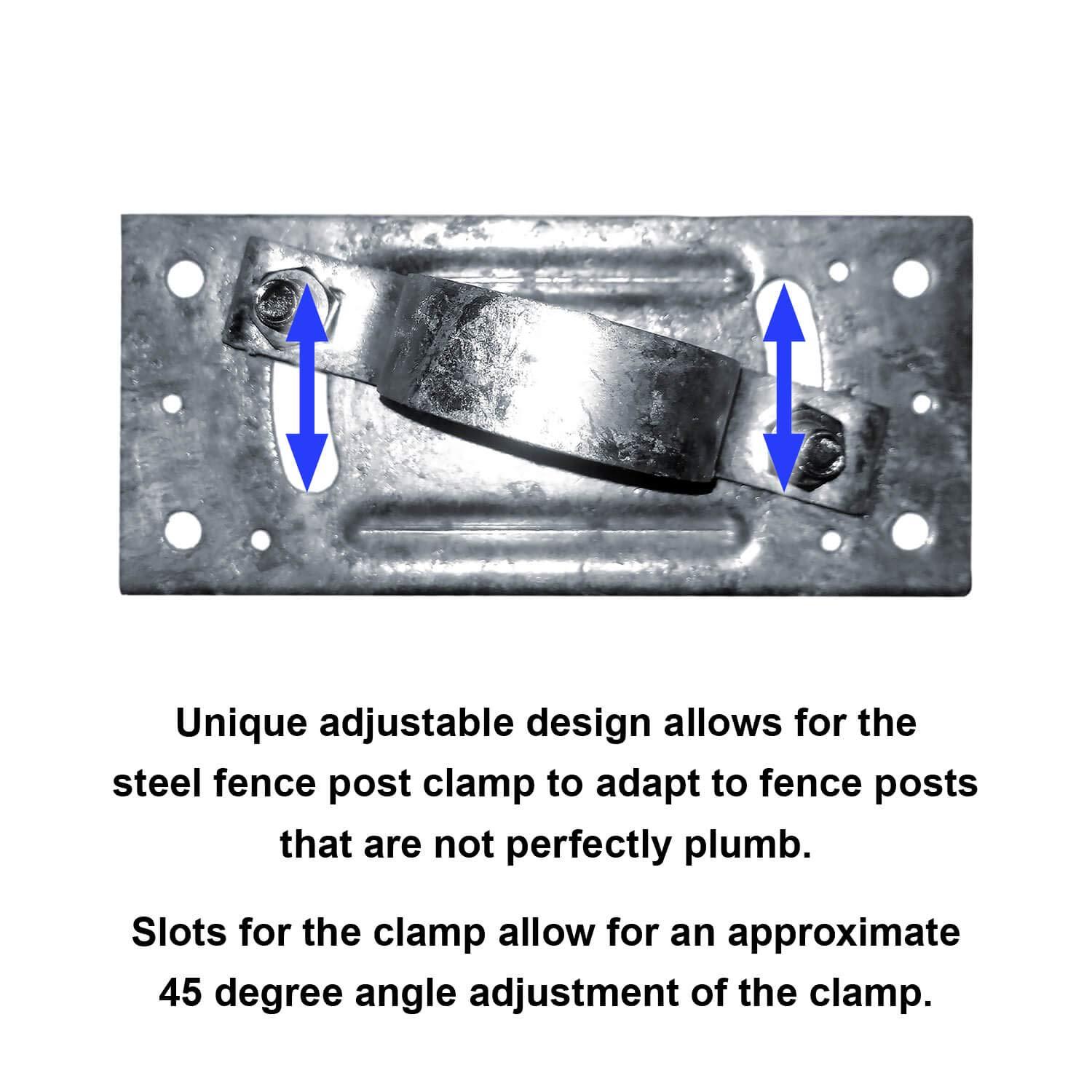 Jake Sales 2-3/8" Wood Fence to Round Steel Post Panel Attachment Adapter Bracket: Galvanized Steel, Adjustable Clamp, Resists Rusting