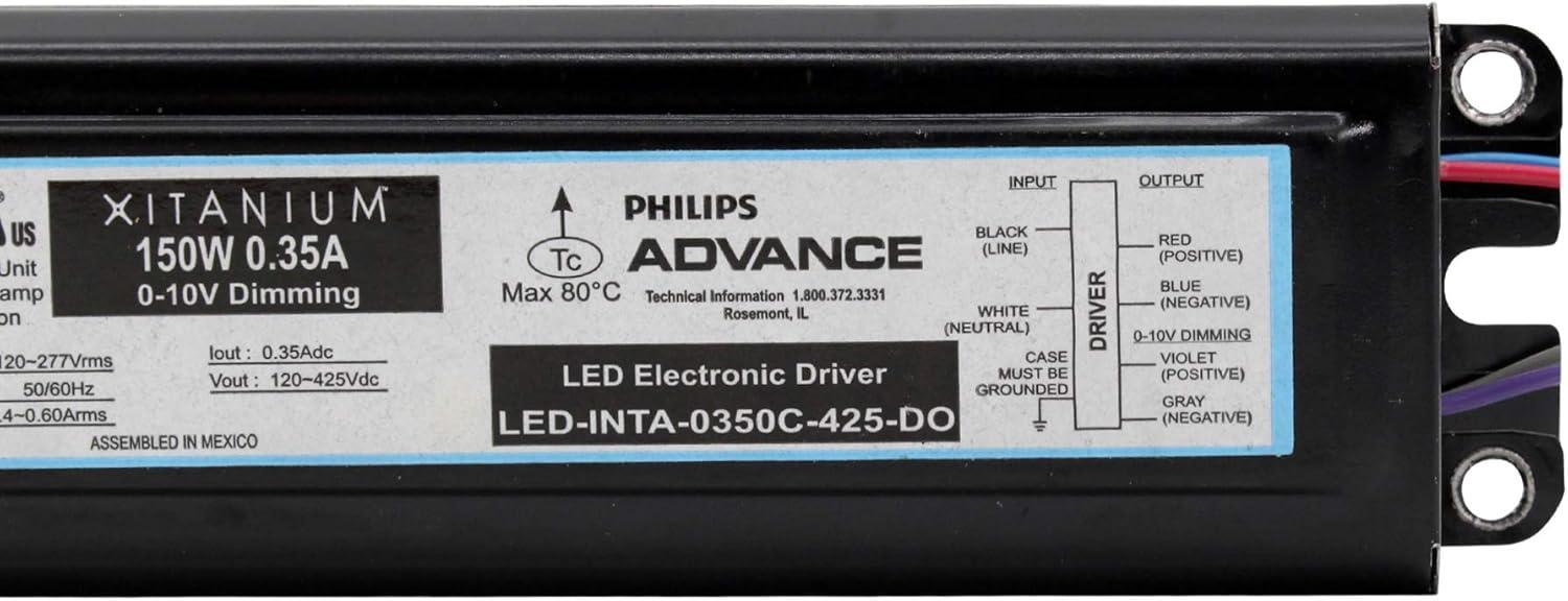 Advance LED-INTA-0350C-425-DO LED Driver, 0-10V Dimming, 120-277V:In, 150W, 120-425Vdc