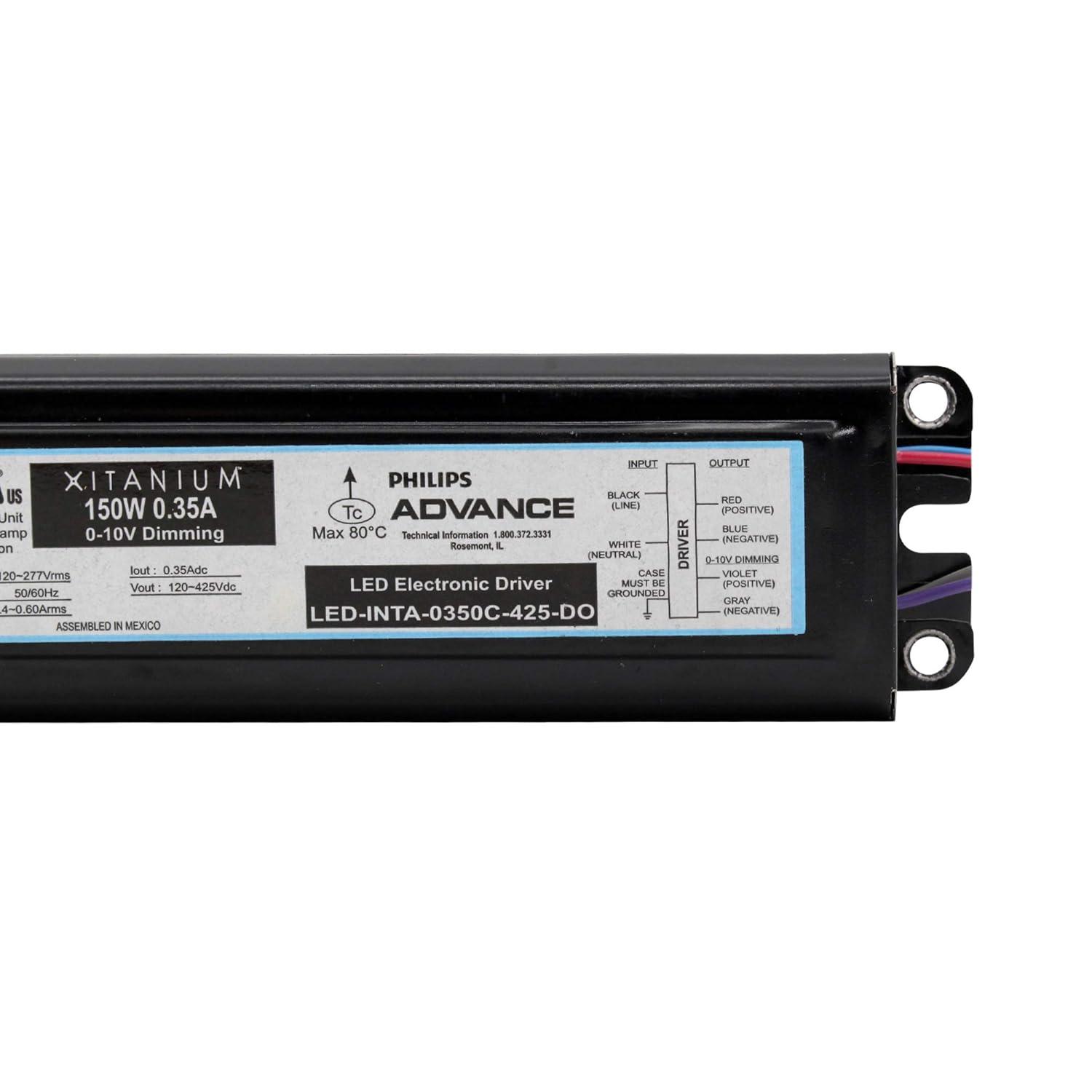 Advance LED-INTA-0350C-425-DO LED Driver, 0-10V Dimming, 120-277V:In, 150W, 120-425Vdc