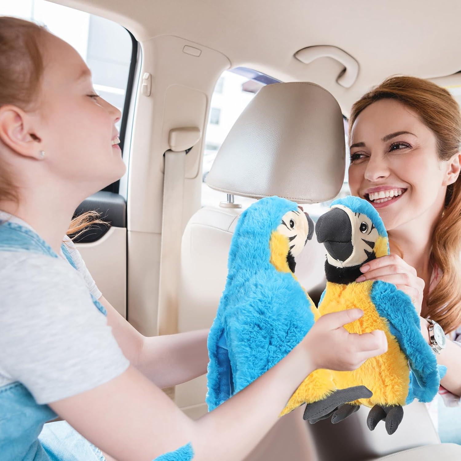 Coollooc The Petting Zoo Macaw Stuffed Animal, Gifts for Kids, Wild Zoo Animals, Blue Macaw Parrot Plush Toy 9.8 inches