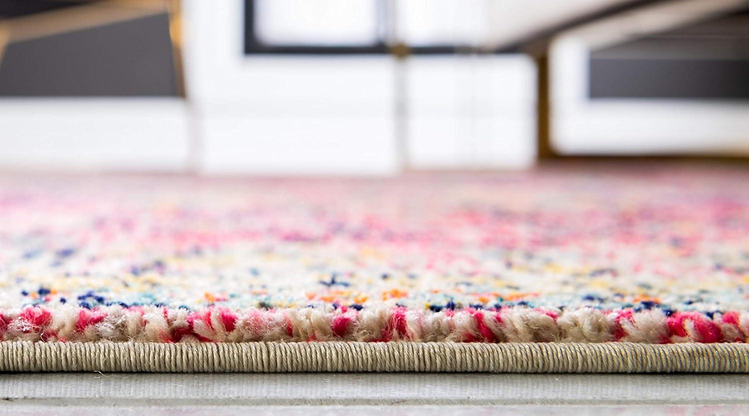 Unique Loom Monterey Distressed Contemporary Area Rugs, Pink/Yellow/Off-White, 10' 6 x 16' 5