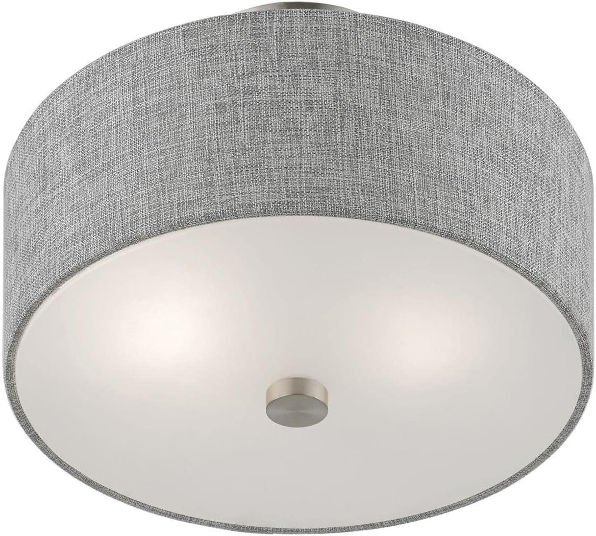 Livex Lighting Dakota 2 - Light Semi-Flush Mount in  Brushed Nickel/Shiny White