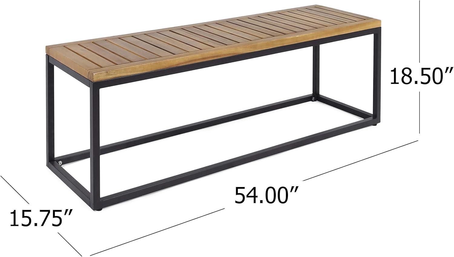 17 Stories Farmhouse Outdoor Iron Frame Picnic Bench