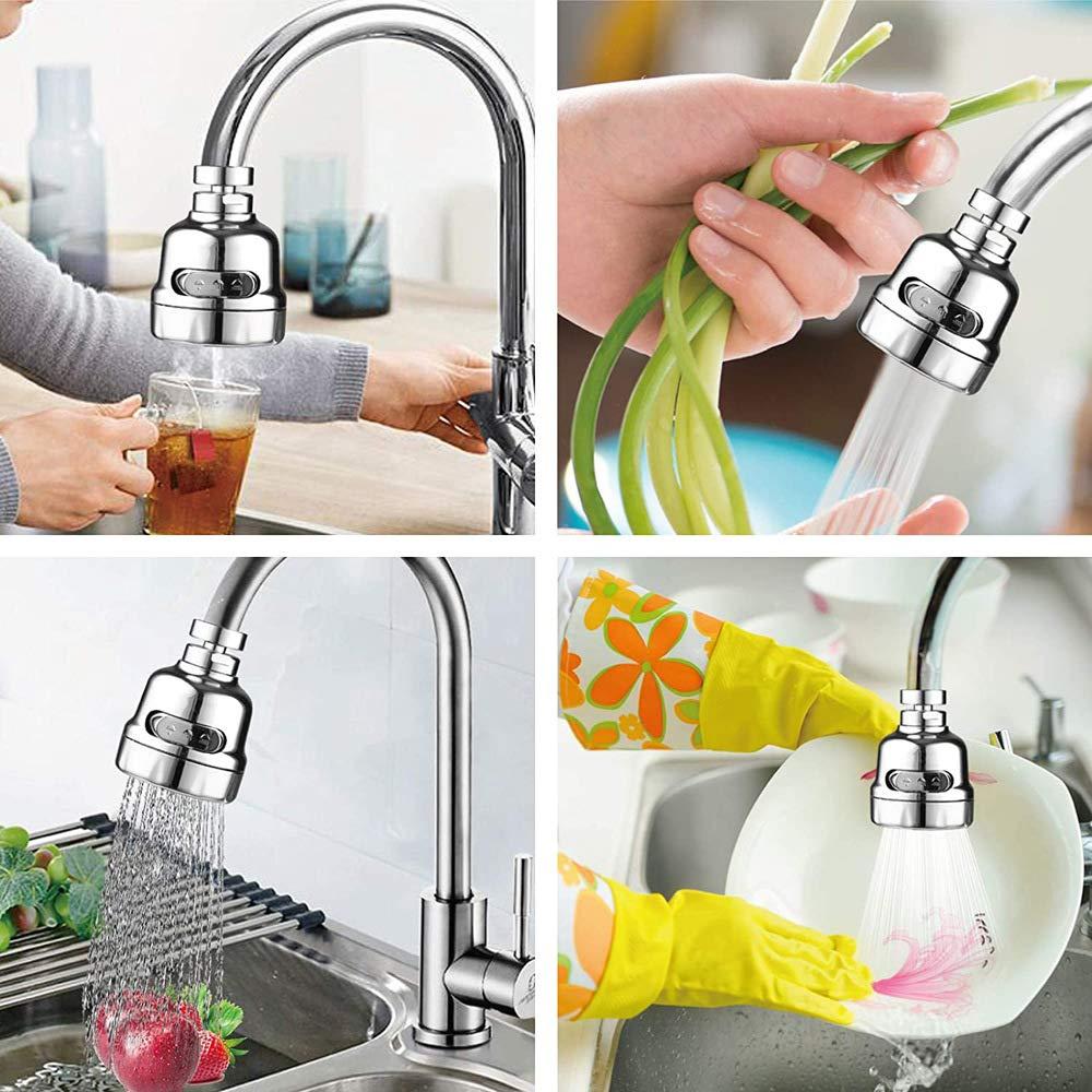 Kitchen Faucet Sprayer Attachment, Movable Faucet Extender for Kitchen Sink, 360° Rotatable Sink Faucet Head Anti-Splash Tap Booster Shower and Water Saving Faucet for Kitchen