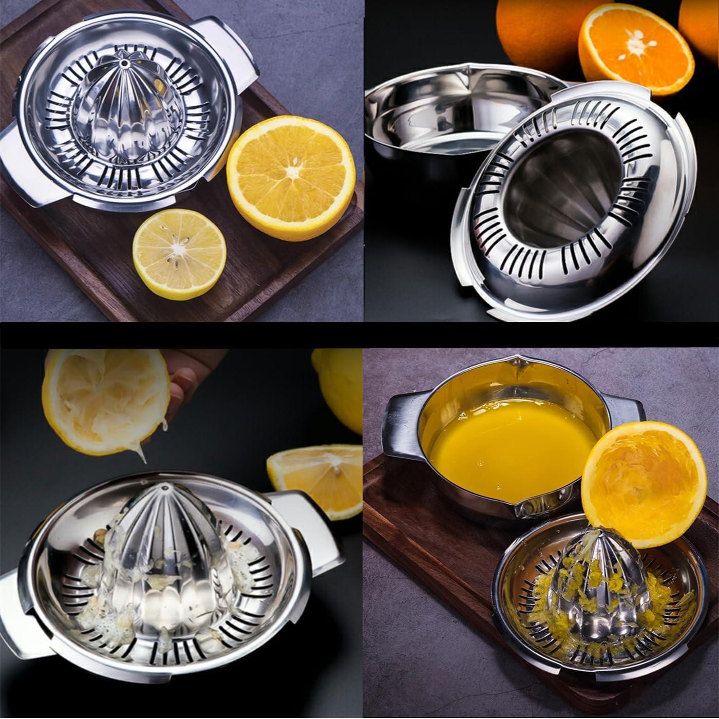 Lemon Orange Grapefruit Manual Juicer - Sturdy Manual Juicer Made of 304 Stainless Steel, with 2 Pour Spouts, Dishwasher Safe, Easy to Clean, Heavy-Duty.