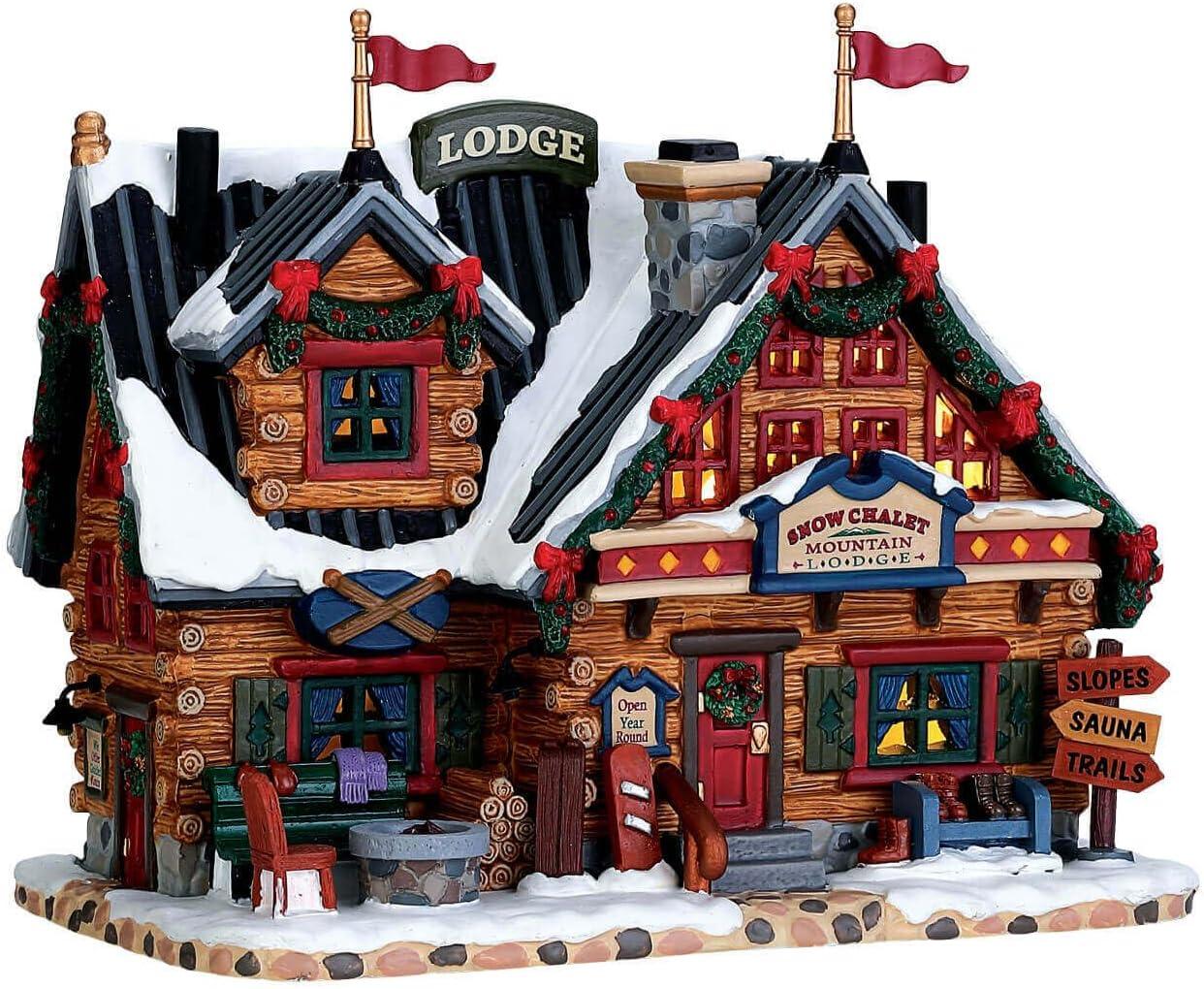 Lemax Multicolor Porcelain Christmas Ski Lodge Tabletop Decoration