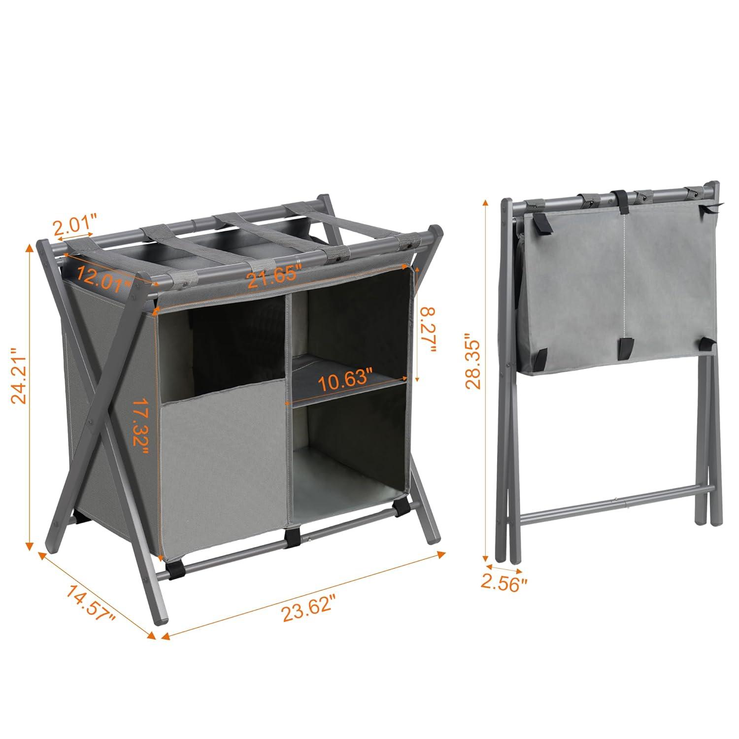 IFBECT Steel folding Luggage Rack with Laundry Bag