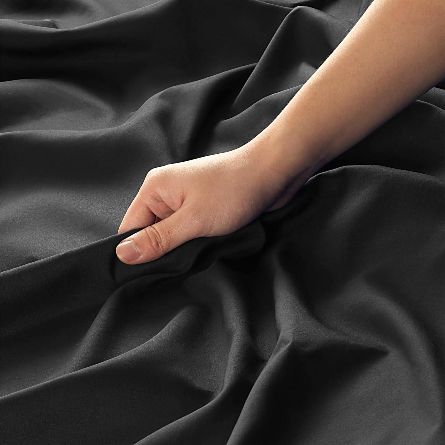 SLEEP ZONE Queen Sheets Black - Super Soft Sheets for Queen Size Bed, 4 Pieces Hotel Luxury Queen Sheet Set, Easy Care Microfiber Bed Sheet Set