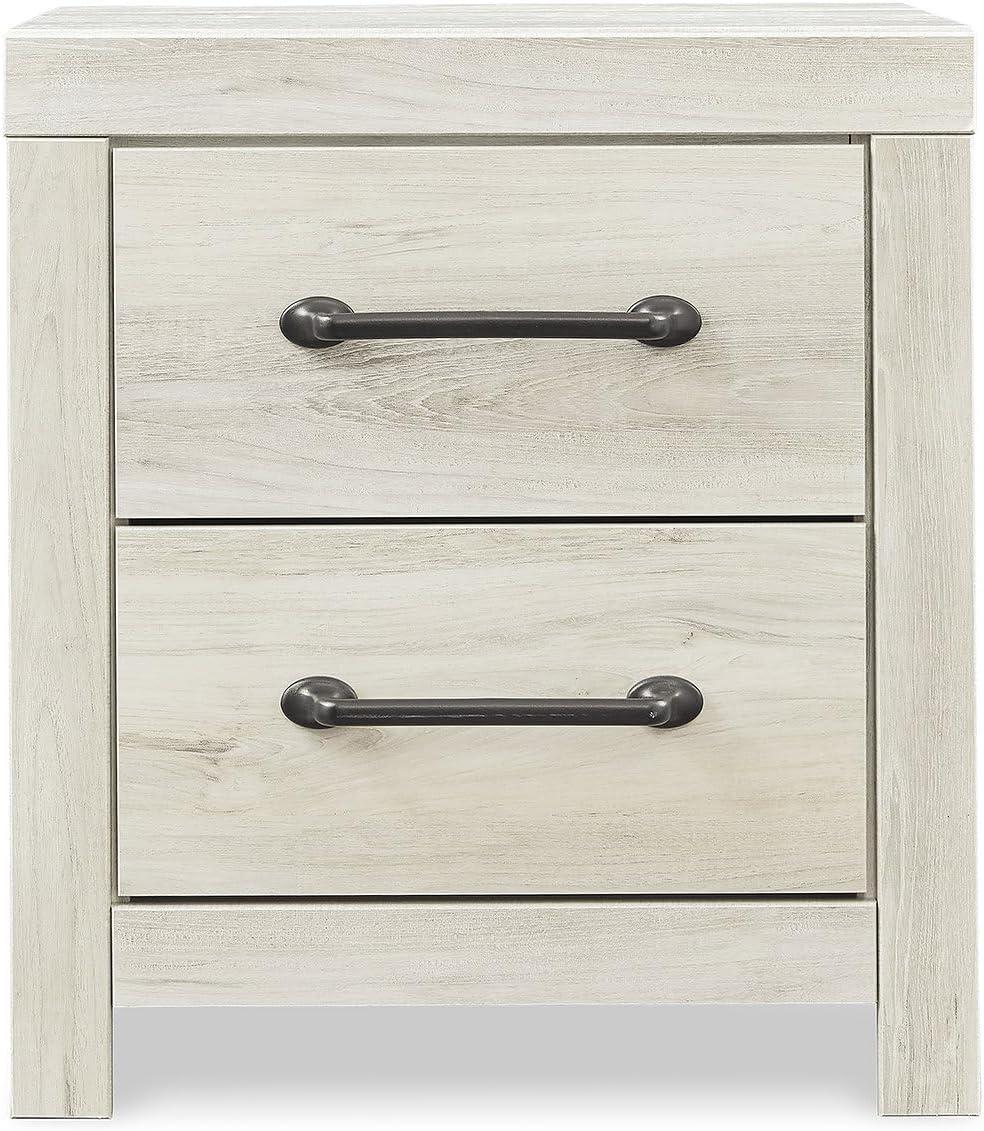 Cambeck Nightstand White - Signature Design by Ashley: Industrial Style Bedside Table with USB Ports & Storage