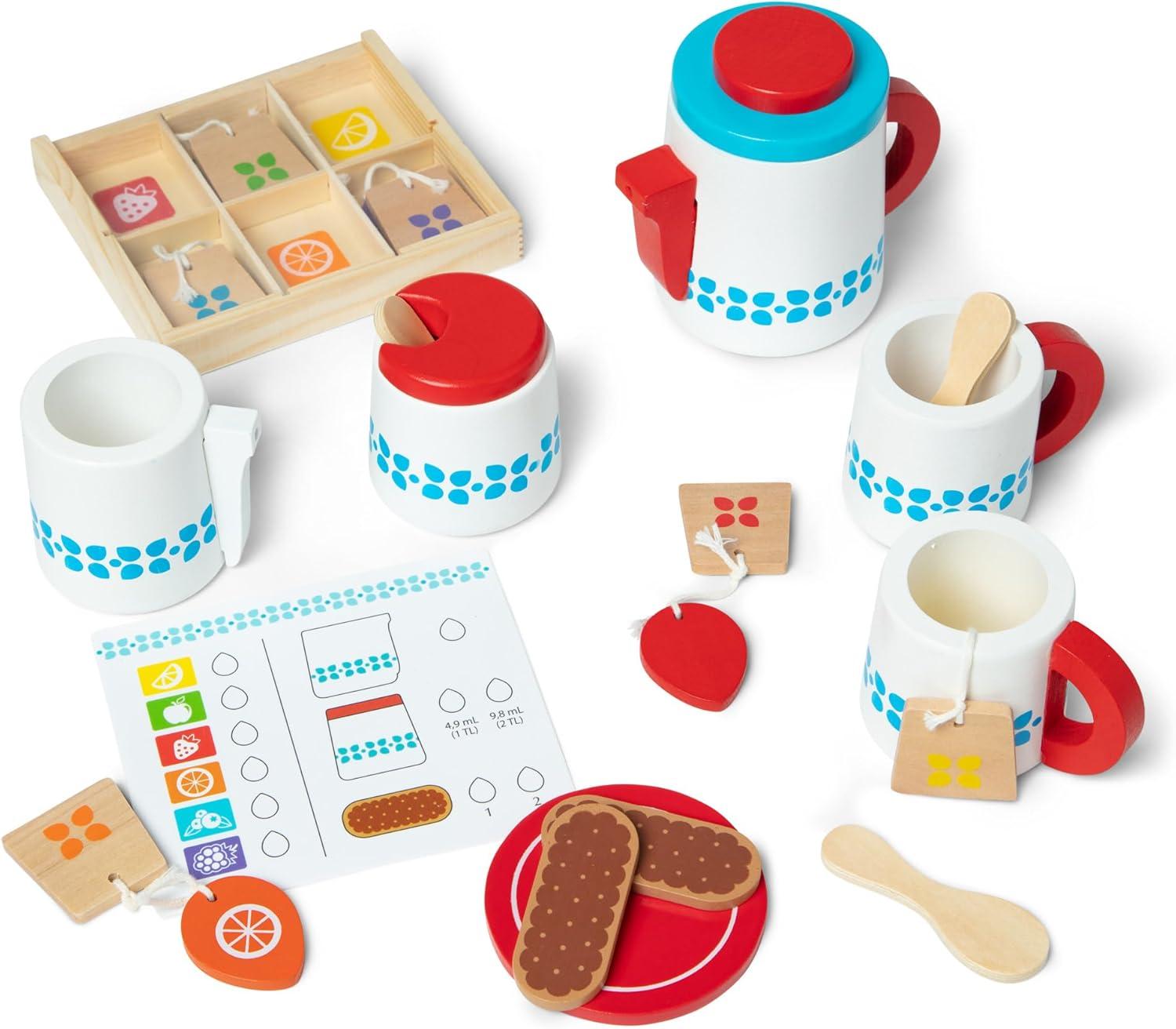 Melissa & Doug 22 Piece Wooden Steep and Serve Tea Set
