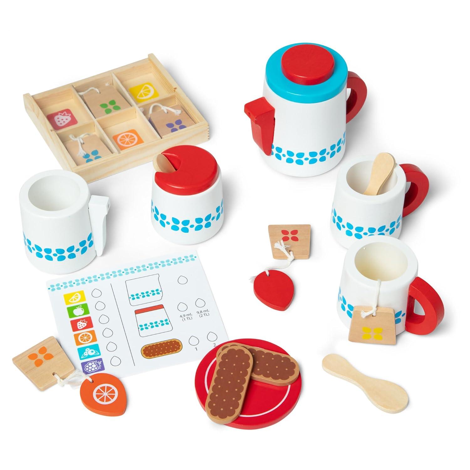 Melissa & Doug 22 Piece Wooden Steep and Serve Tea Set