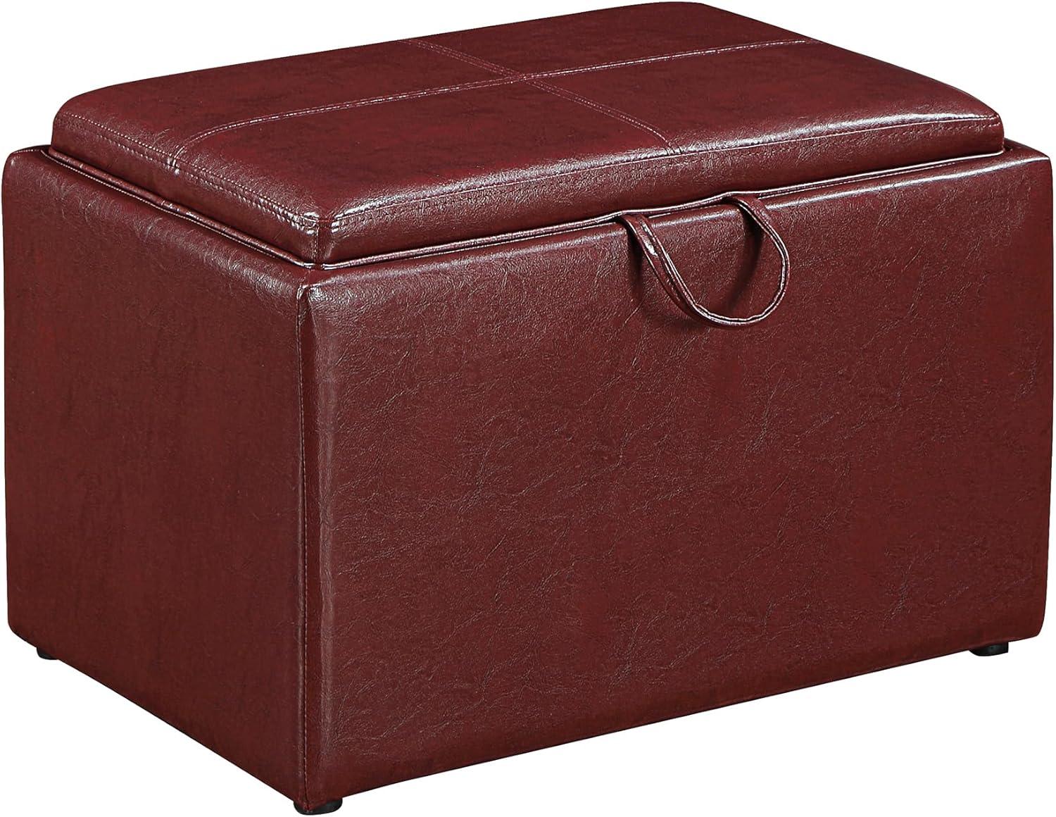 Designs4Comfort Accent Storage Ottoman, Burgundy Faux Leather