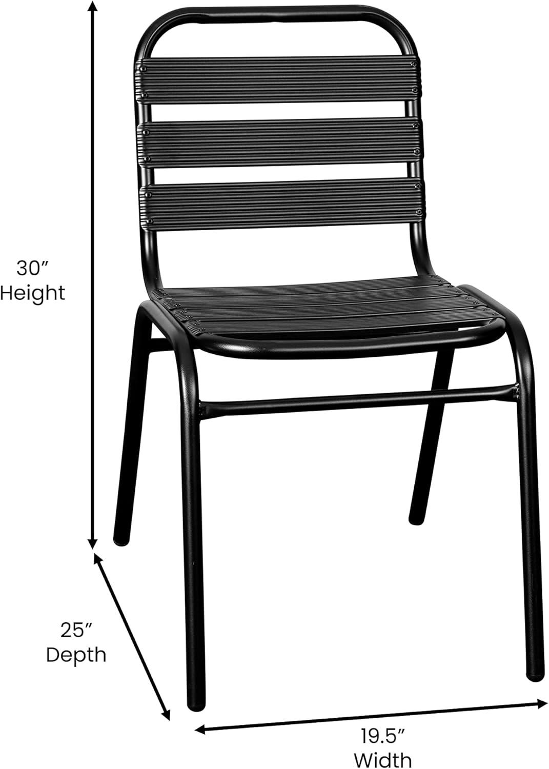 Black Metal Indoor-Outdoor Armless Stackable Dining Chair