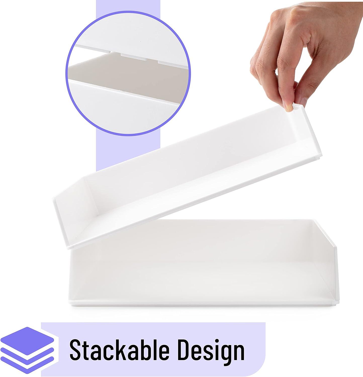 Mr. Pen- Letter Tray Desk Organizer, Plastic, 2 Pack, White File Organizer for Desk