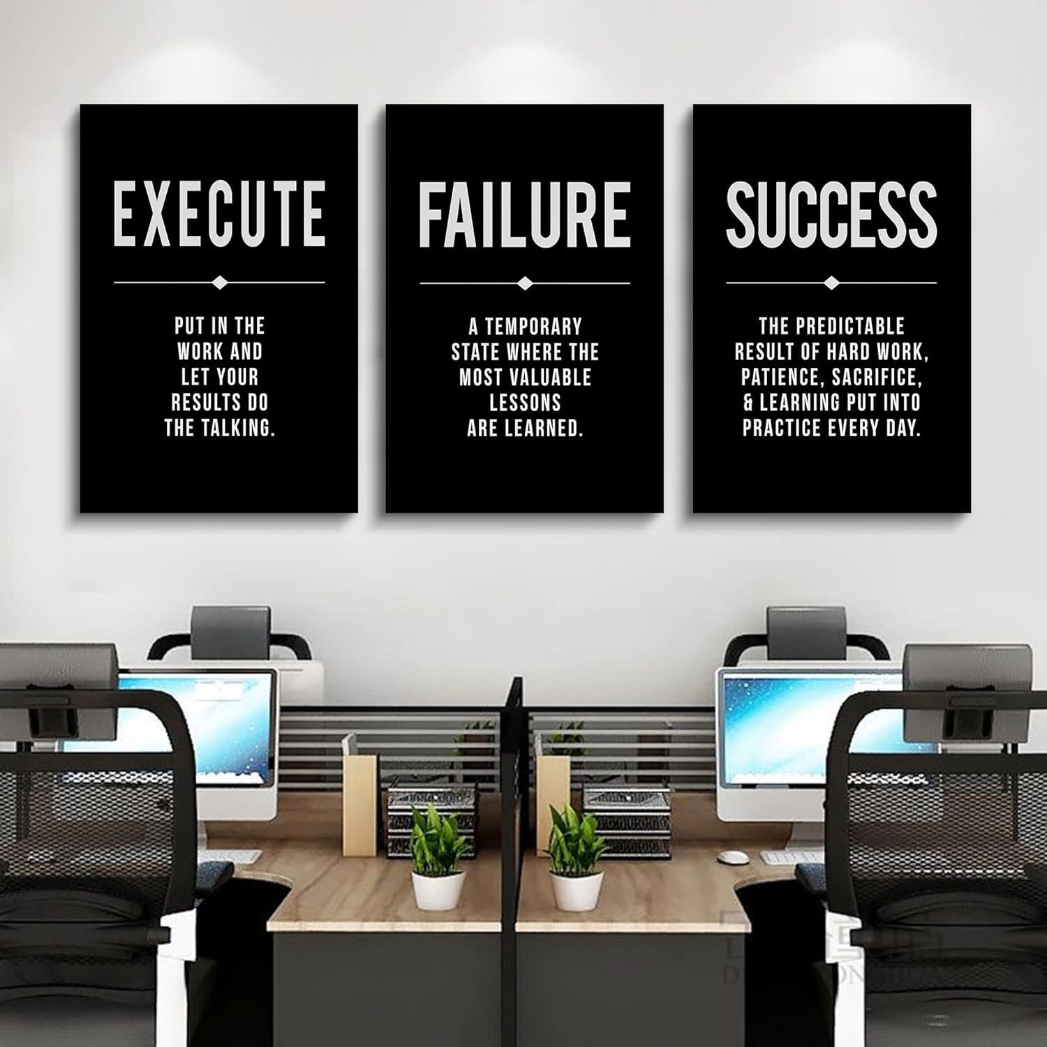 Black and White Motivational Quote Canvas Wall Art Set