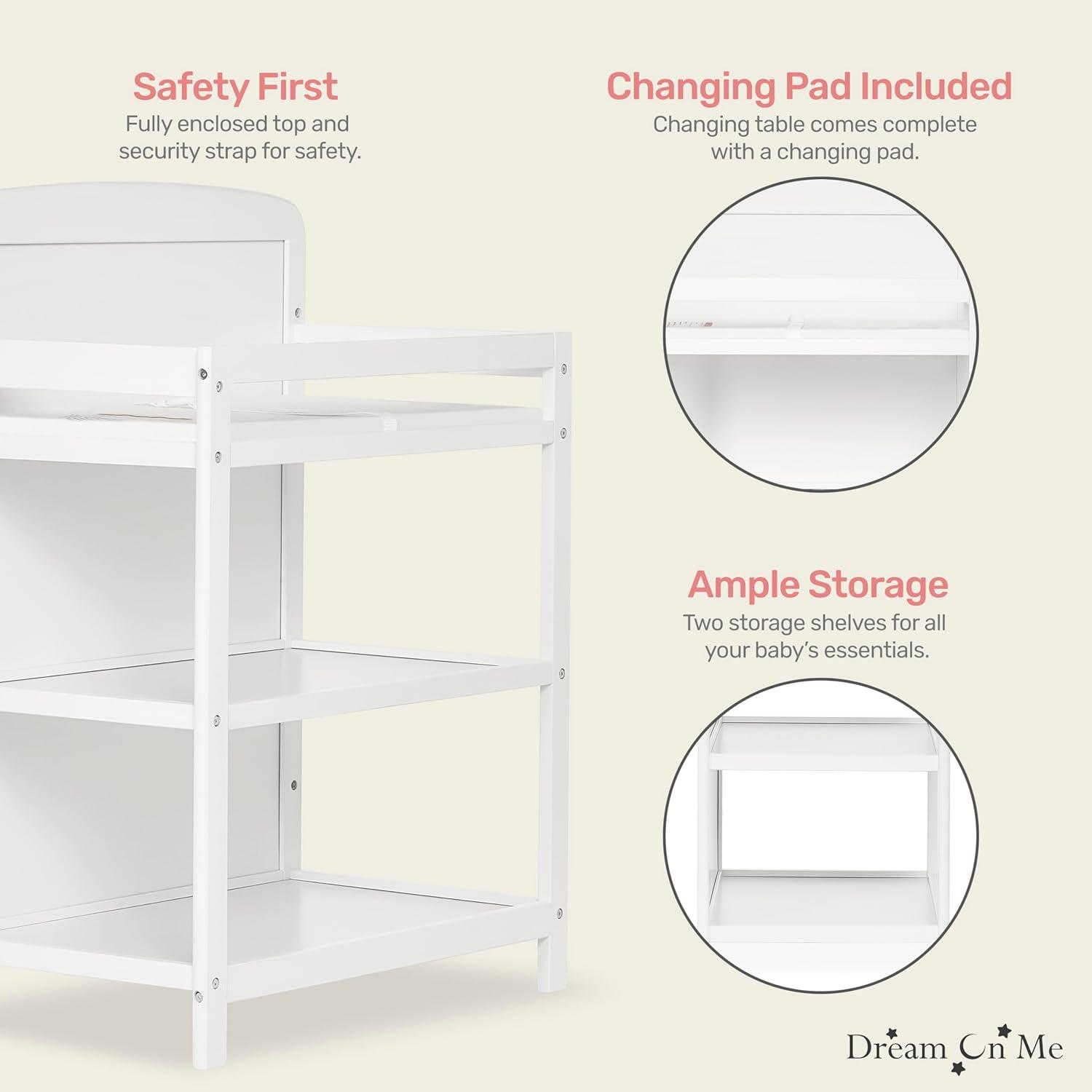 Dream On Me Anna 4 in 1 Full-Size Crib and Changing Table Combo in White