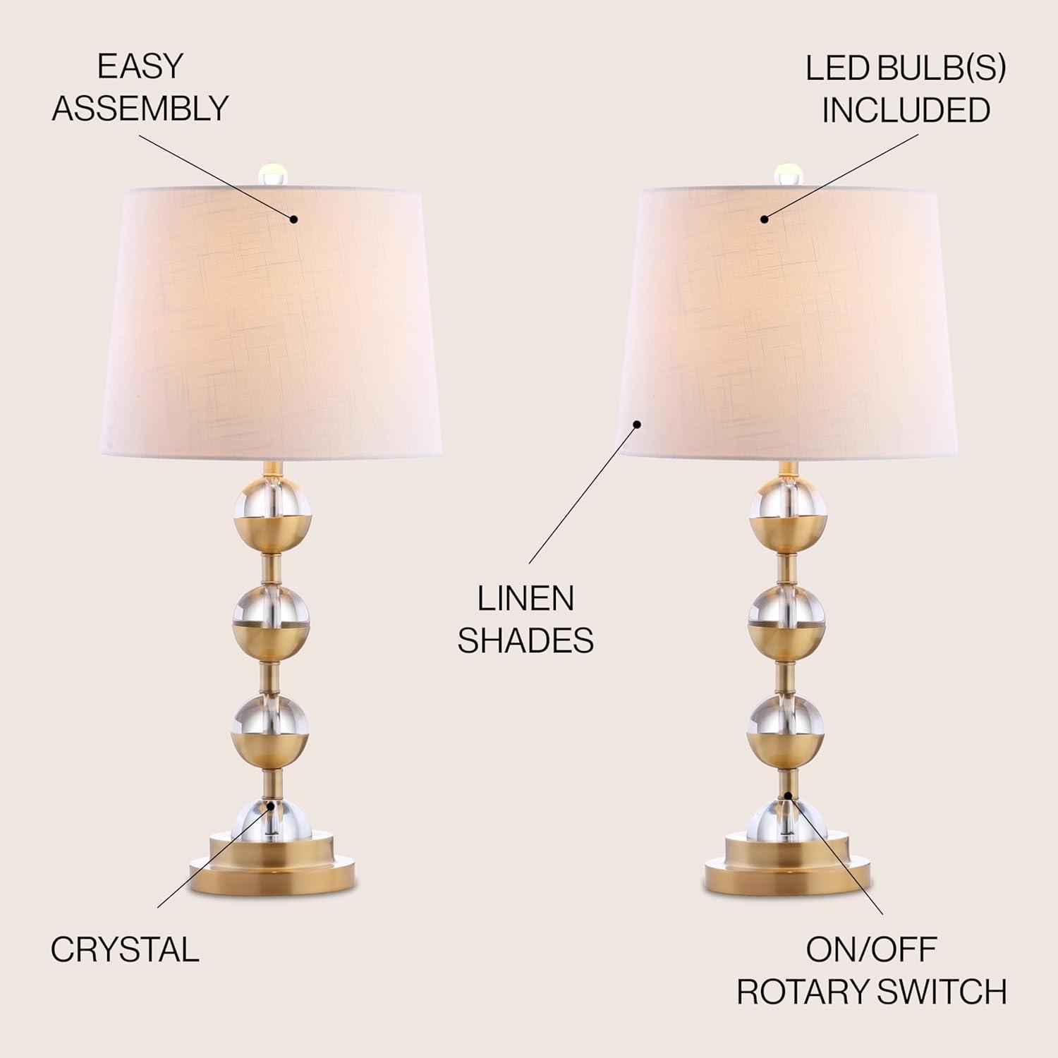 Avery 27.5" Crystal and Brass Gold Table Lamp Set