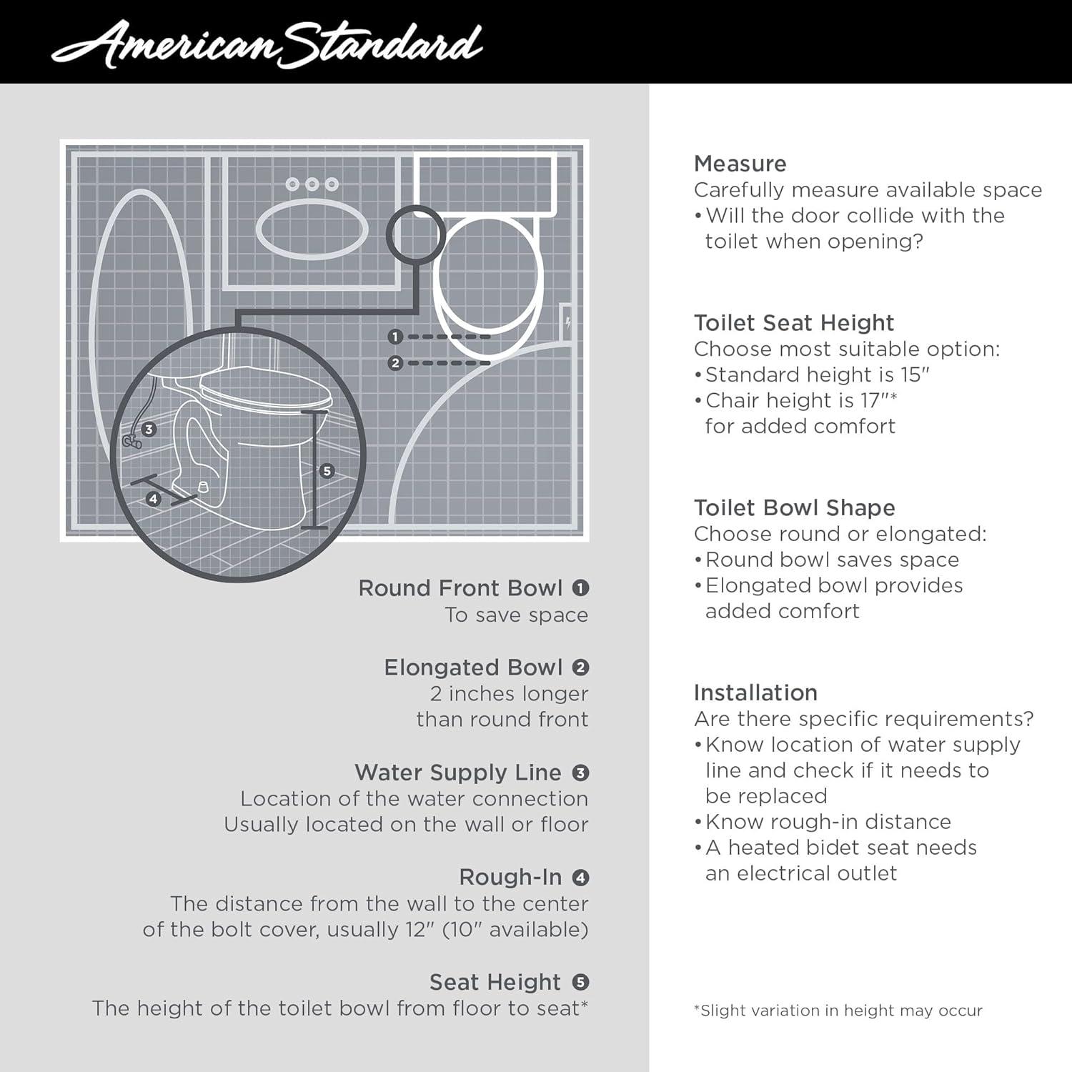 American Standard 1.6 Gallons GPF Round Comfort Height Floor Mounted Two-Piece Toilet (Seat Not Included)