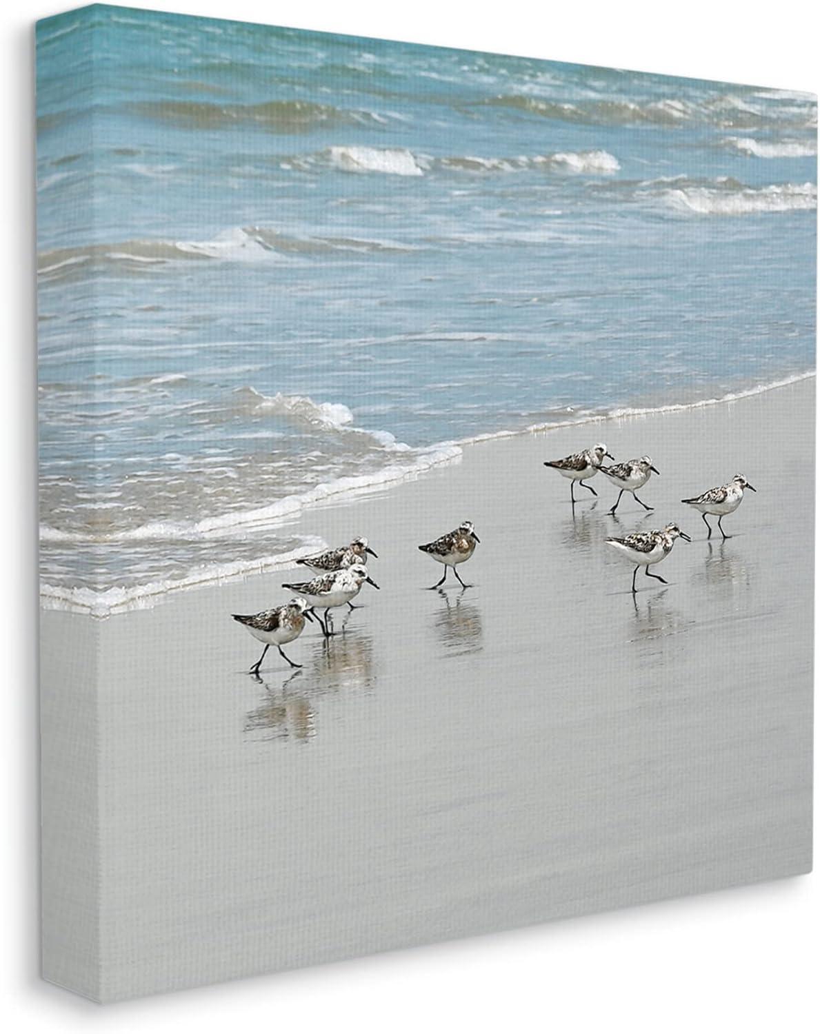 Au-402-Canvas " Sandpipers Flock Sandy Beach Shore " by Natalie Carpentieri Painting Print