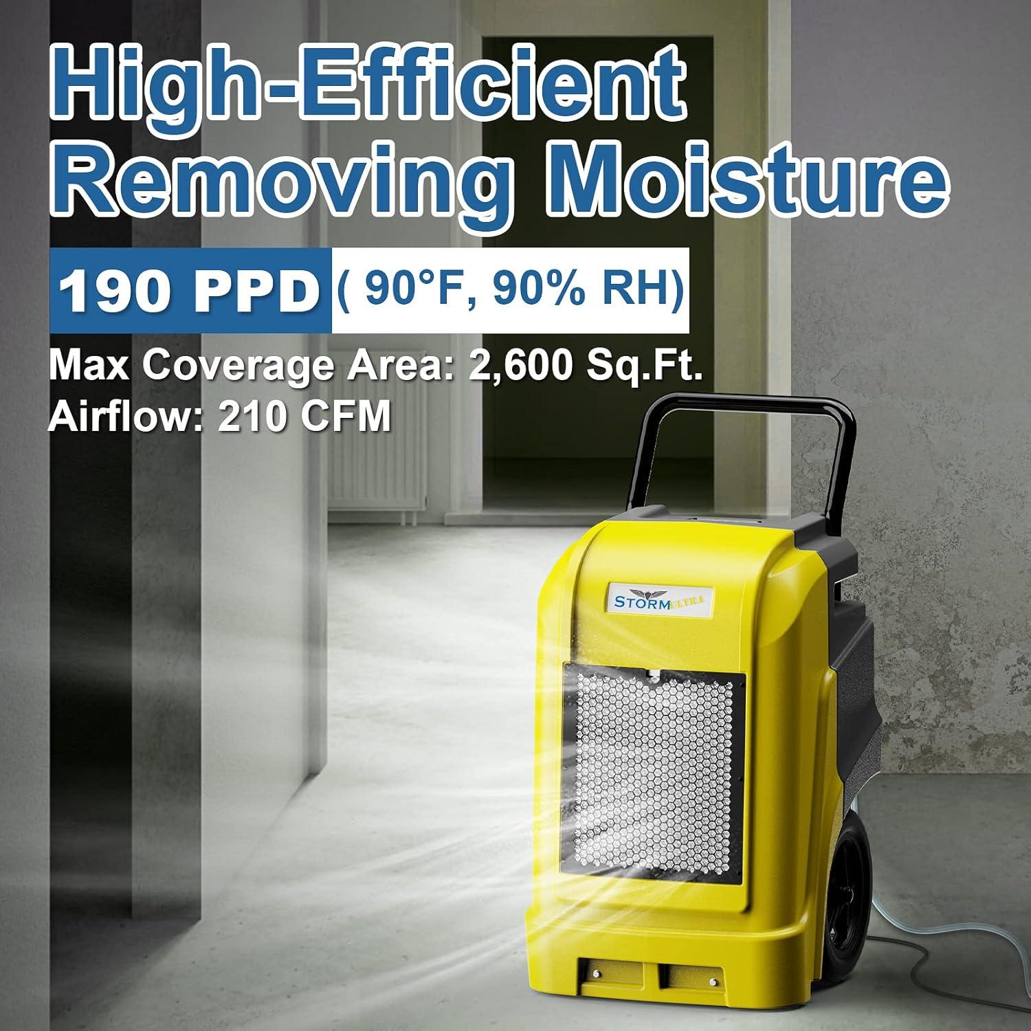 Yellow Commercial Smart WiFi Dehumidifier with Pump