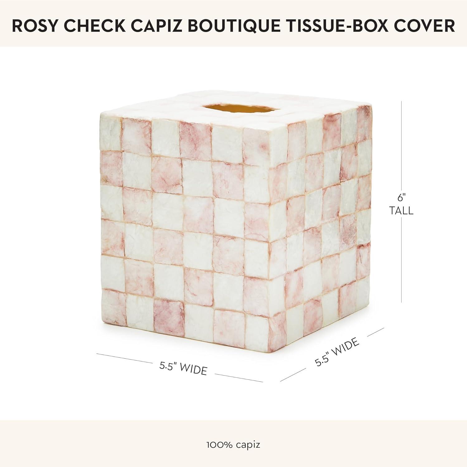 Black and White Capiz Square Tissue Box Cover