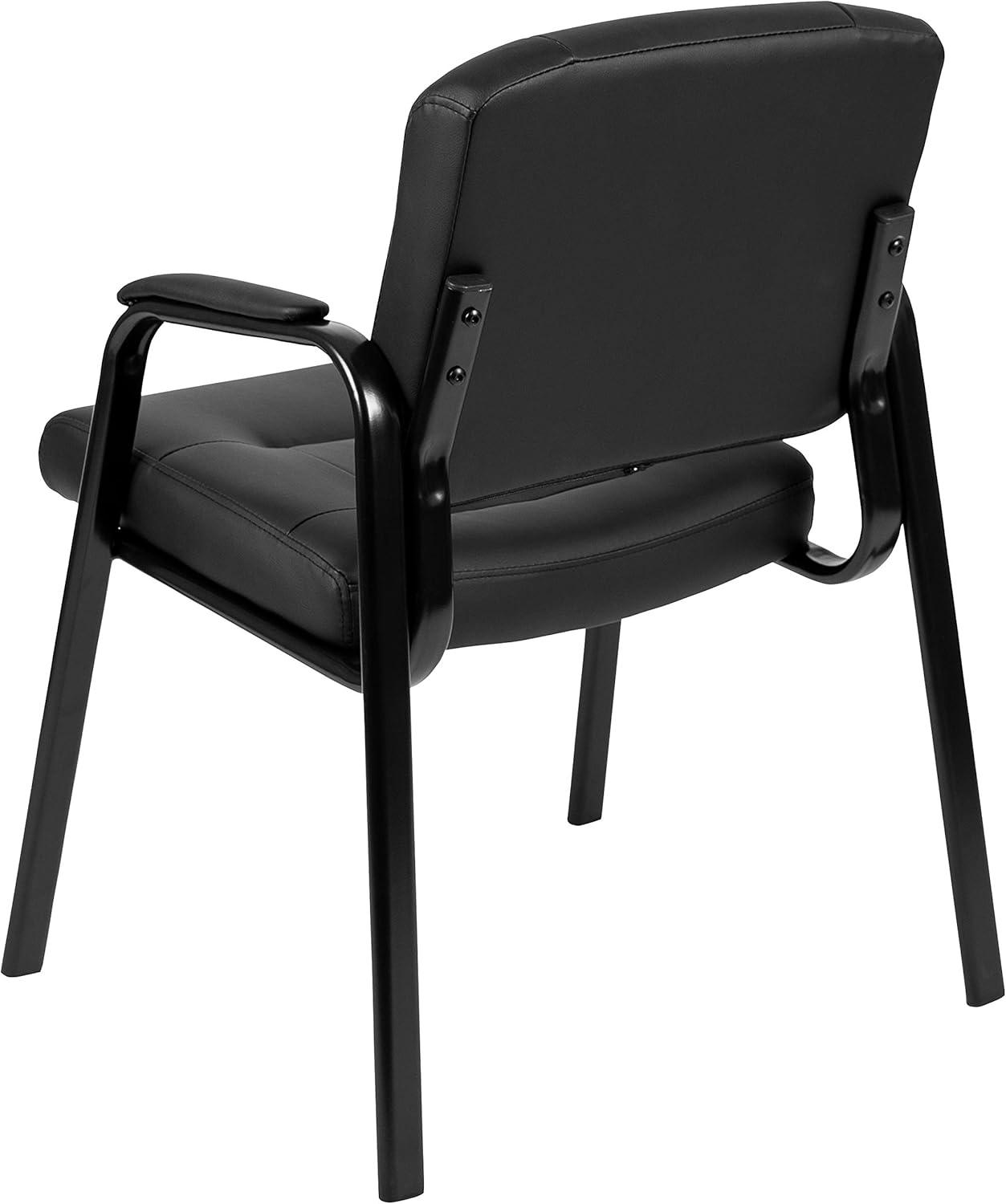 Flash Furniture Darwin Flash Fundamentals Black LeatherSoft Executive Reception Chair with Black Metal Frame