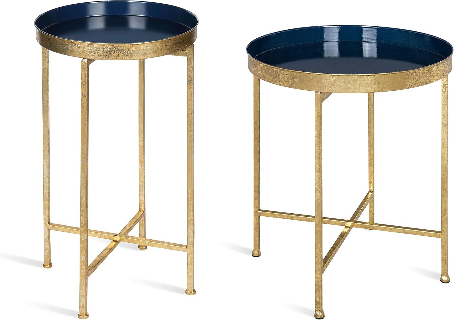 Kate and Laurel Celia Round Metal Foldable Tray Accent Table