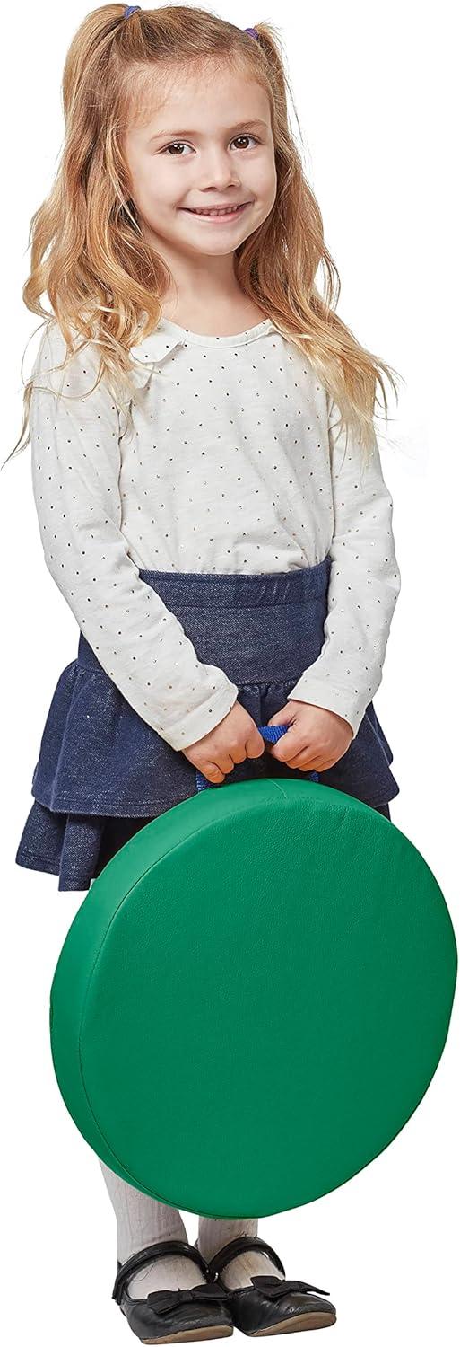 ECR4Kids SoftZone Floor Cushions, Round, Flexible Seating, Green, 6-Piece