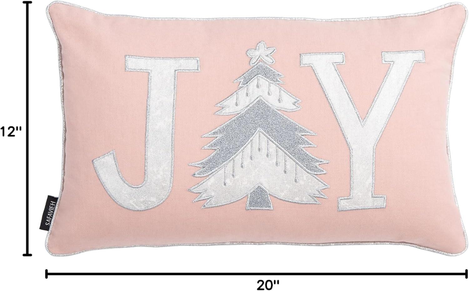 Joy Holiday Tree Pillow - Blush Pink - 12"X20" - Safavieh