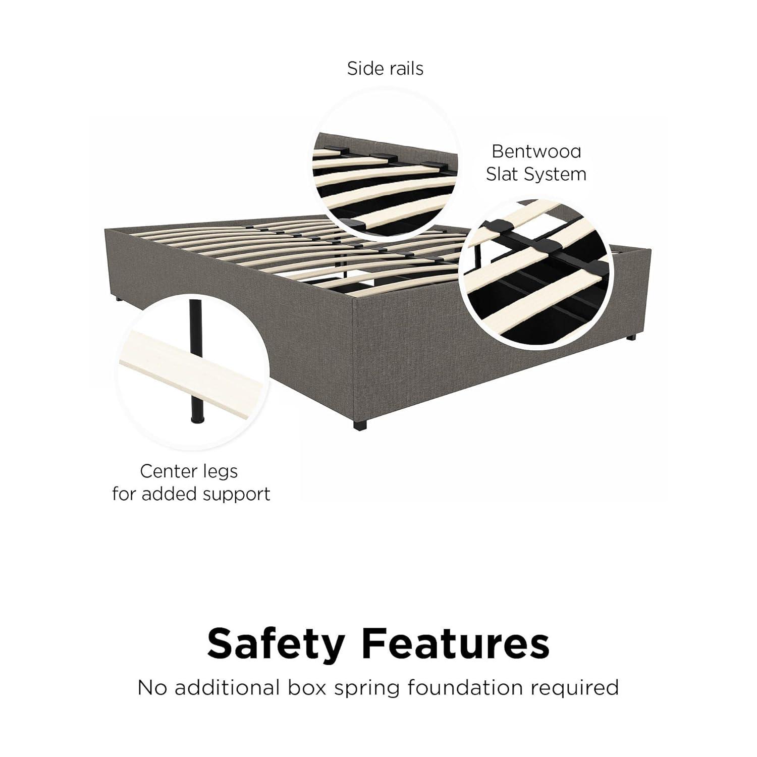 DHP Maven Platform Bed with Storage, Full, Gray Linen