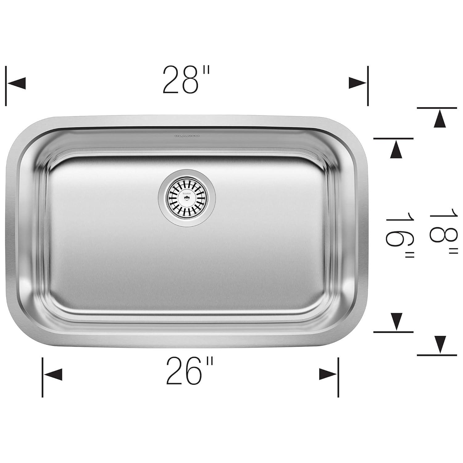 Stellar 28" L x 18'' W Single Bowl Stainless Steel Undermount Kitchen Sink