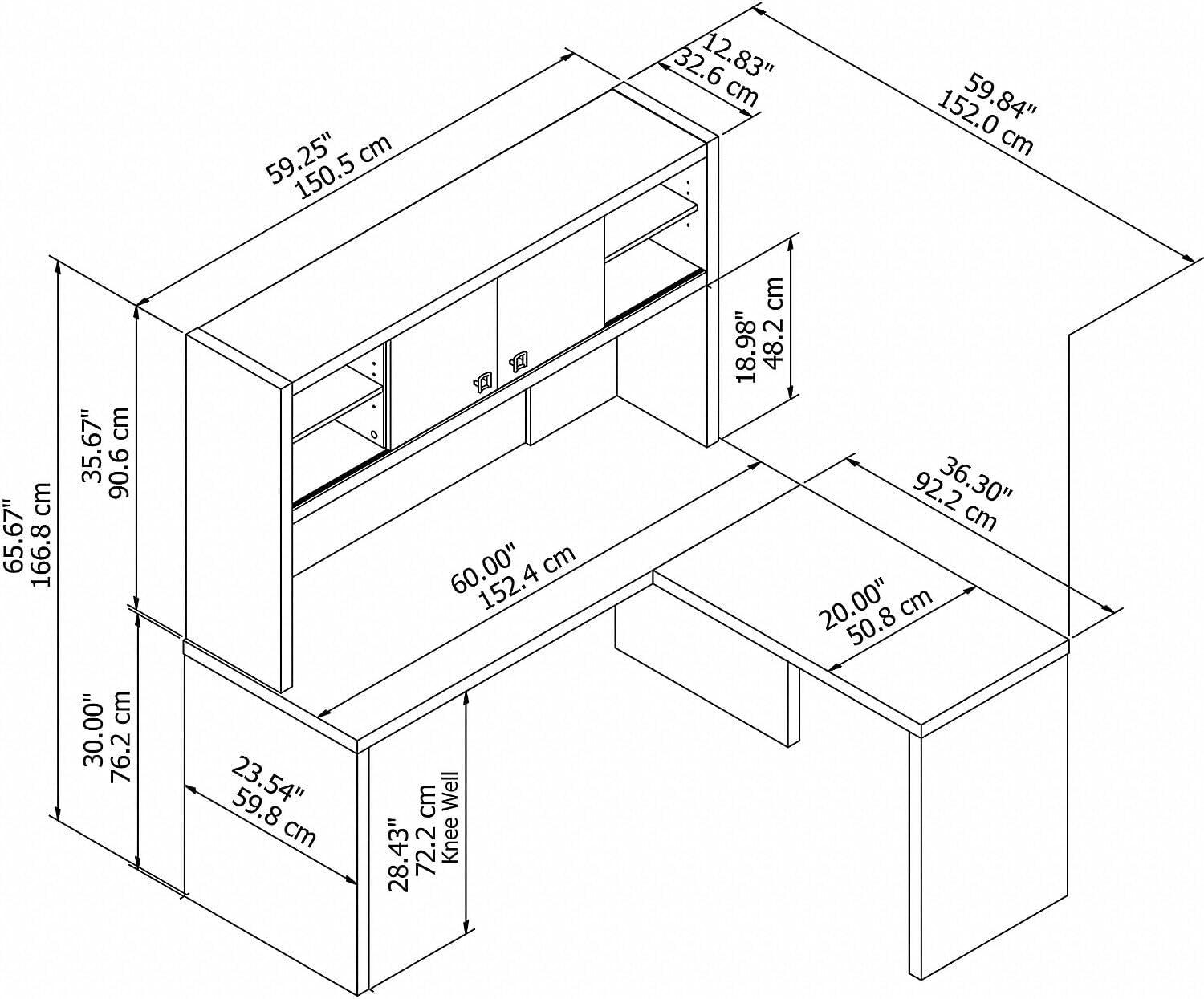 Echo 2-Piece L-Shape Computer Desk Office Set with Hutch