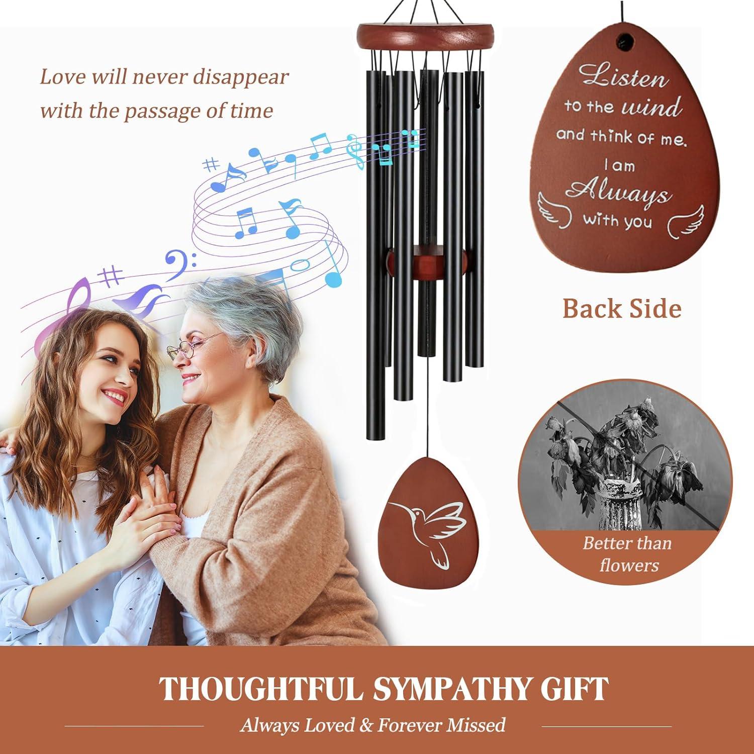 Sympathy Gifts for Loss of Loved One 32" Memorial Wind Chimes for Loss of Loved One Bereavement Condolence Gifts Sympathy Windchimes Memory Wind Chime with Memorial Card