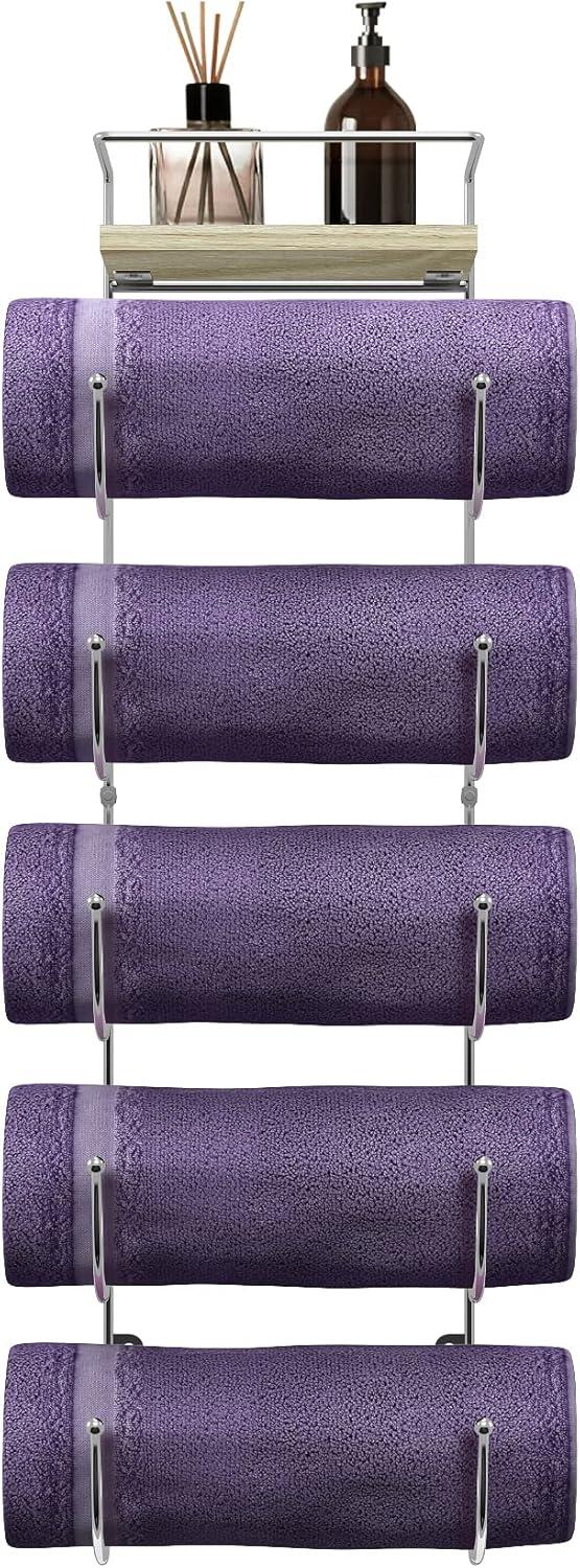 Sorbus 5-Tier Wall Mounted Metal Towel Rack with Shelf