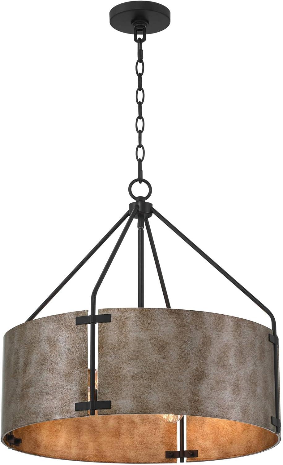 Julian 22'' Black and Silver Drum Pendant Chandelier