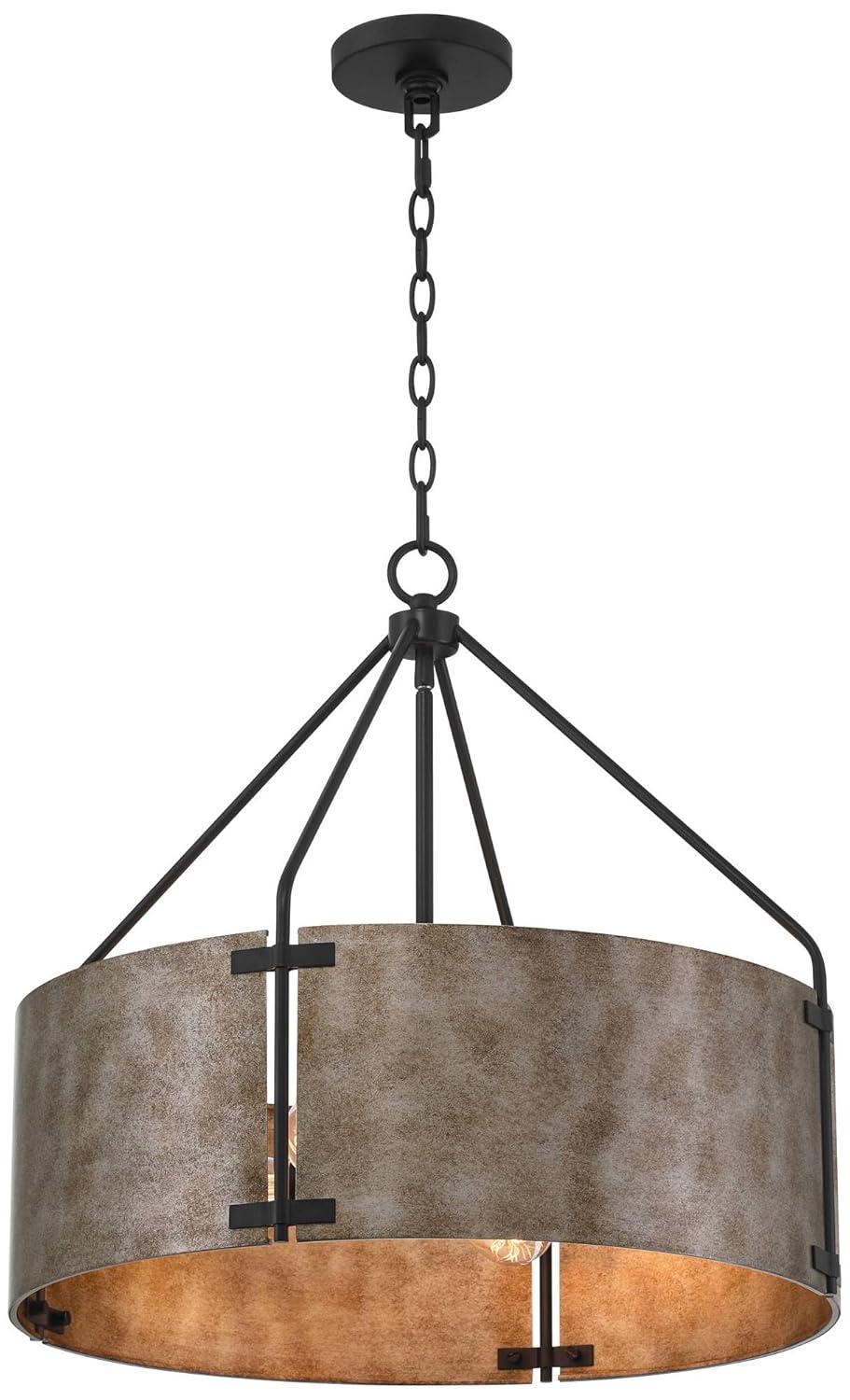 Possini Euro Design Julian 22" Farmhouse Rustic Industrial Pendant Chandelier Ceiling Light Fixture Dining Room Over Table Drum Silver Finish Metal