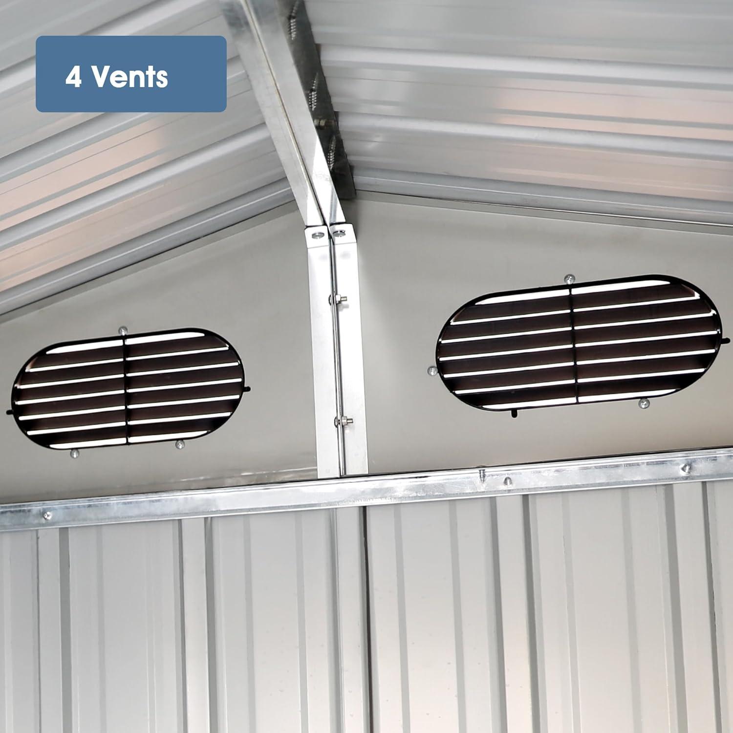 20 x 10 FT Outdoor Storage Shed, Large Metal Garden Shed with 2 Lockable Doors, Tool Shed Outdoor Storage with 4 Air Vents, Garage Shed Waterproof for Car, Truck, Bike, Garbage Can, Tool, Dark Gray