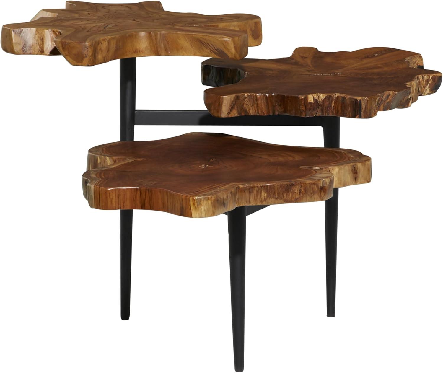 Rustic Teak Wood Accent Table Dark Brown - Olivia & May: Handcrafted, No Assembly Required