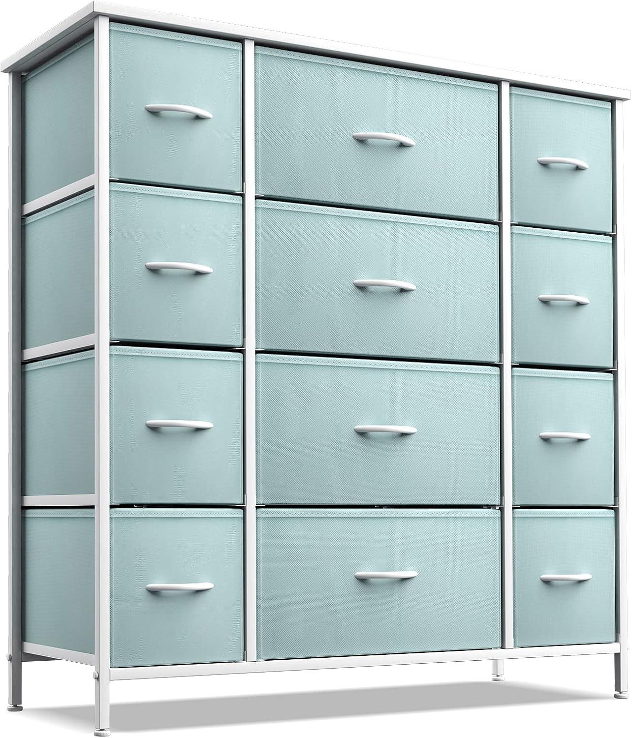 Sorbus 12 Drawers Dresser with Steel Frame and Wood Top