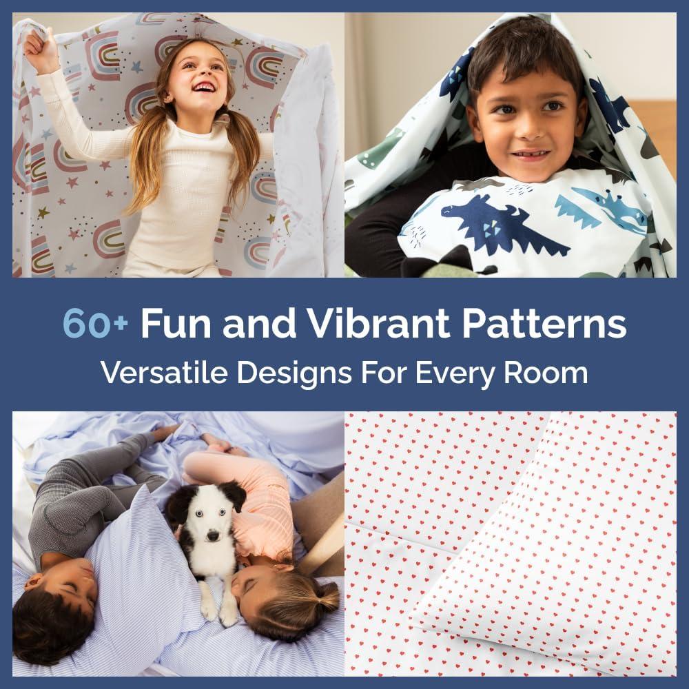 CGK Linens 4 Piece Kids Microfiber Sheet Set - Wrinkle Free - Cute, Cozy, Soft