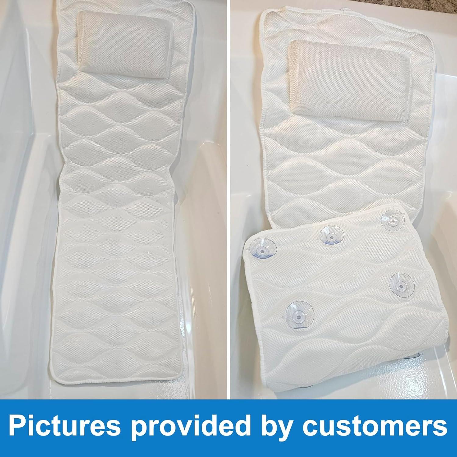 LASIEYO Full Body Bath Pillow Spa Bathtub Pillow with 13 Suction Cups Luxury Bathroom Accessories