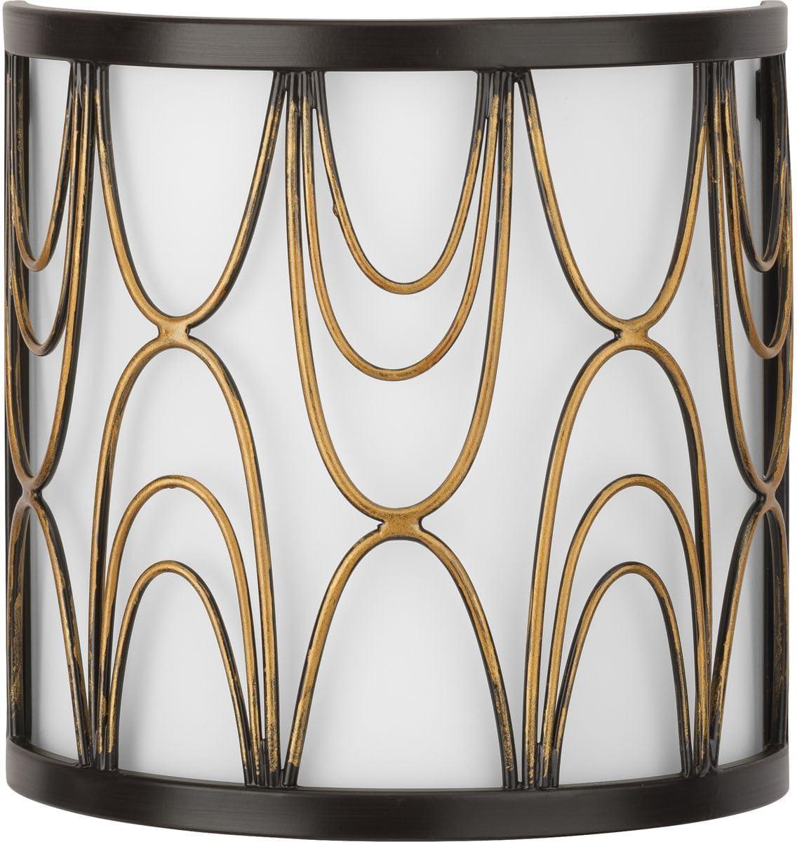 Progress Lighting Cirrine 1-Light Wall Sconce, Antique Bronze, Etched White Glass