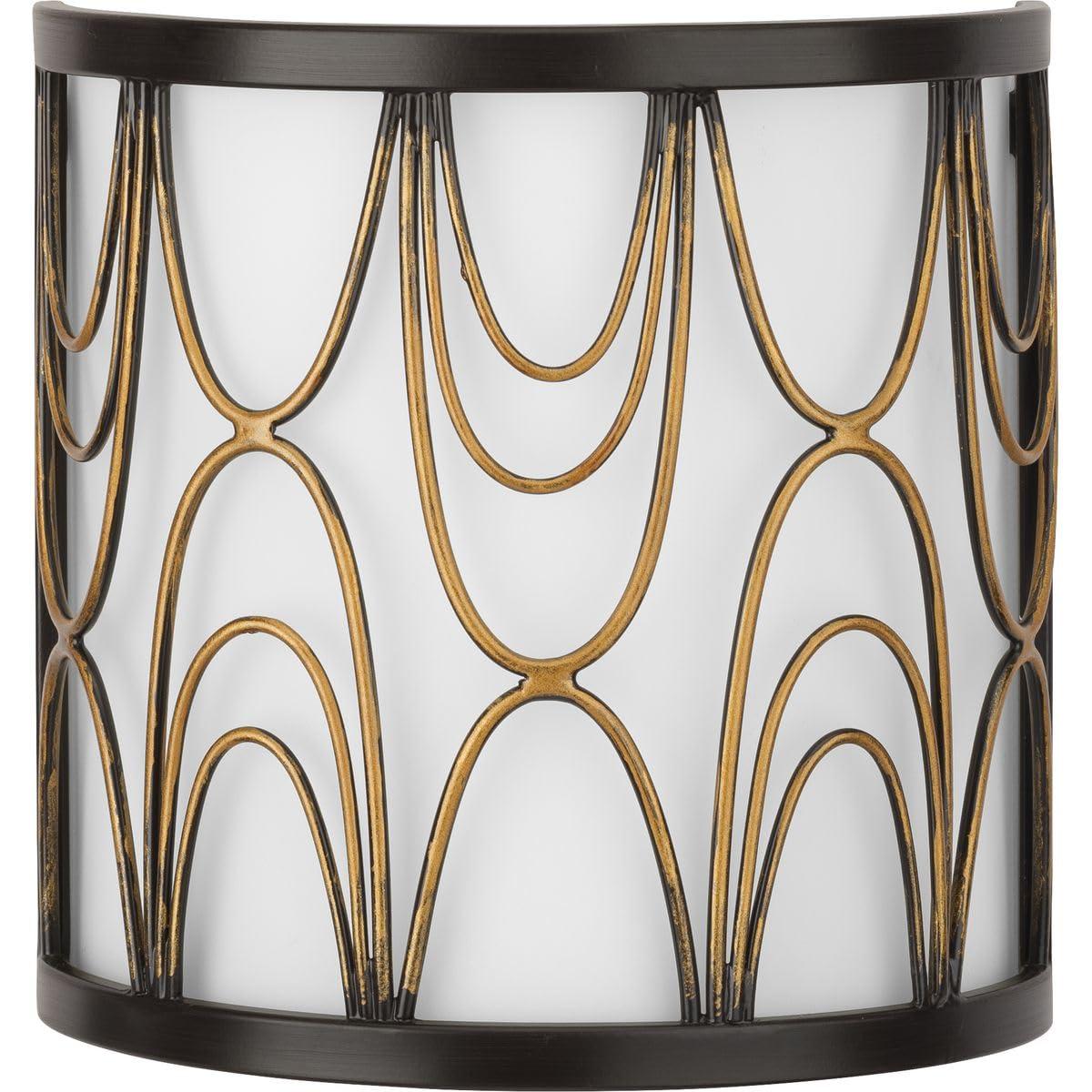 Progress Lighting Cirrine 1-Light Wall Sconce, Antique Bronze, Etched White Glass