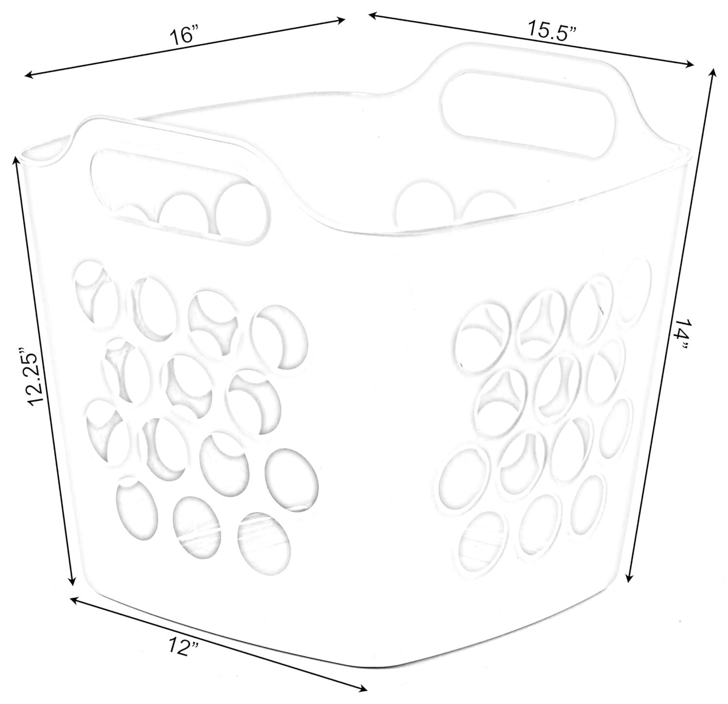 Rebrilliant Flexible Plastic Carry Laundry Basket Holder Square Storage Hamper with Side Handles