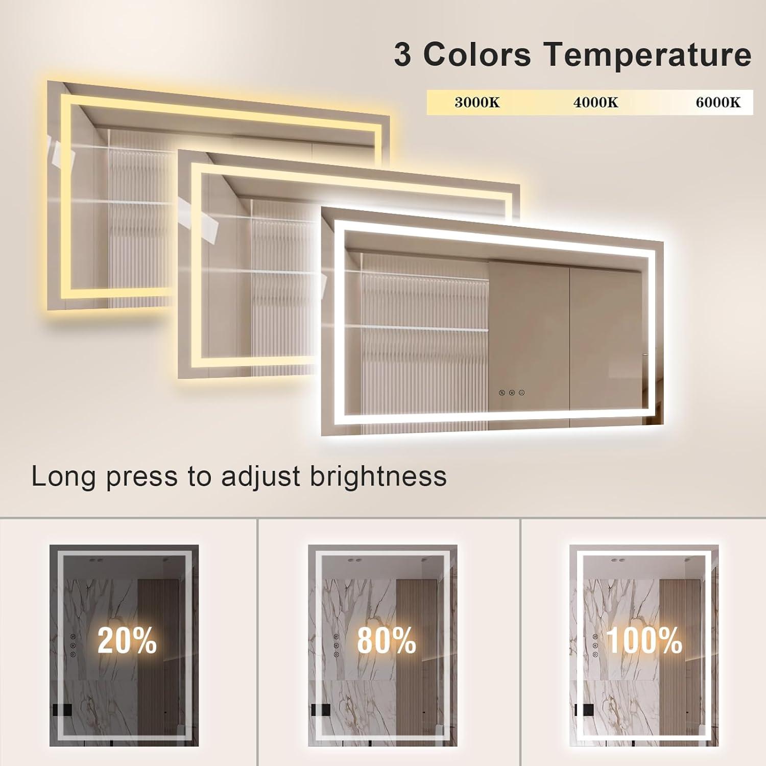 Modern Rectangular Aluminum LED Bathroom Vanity Mirror